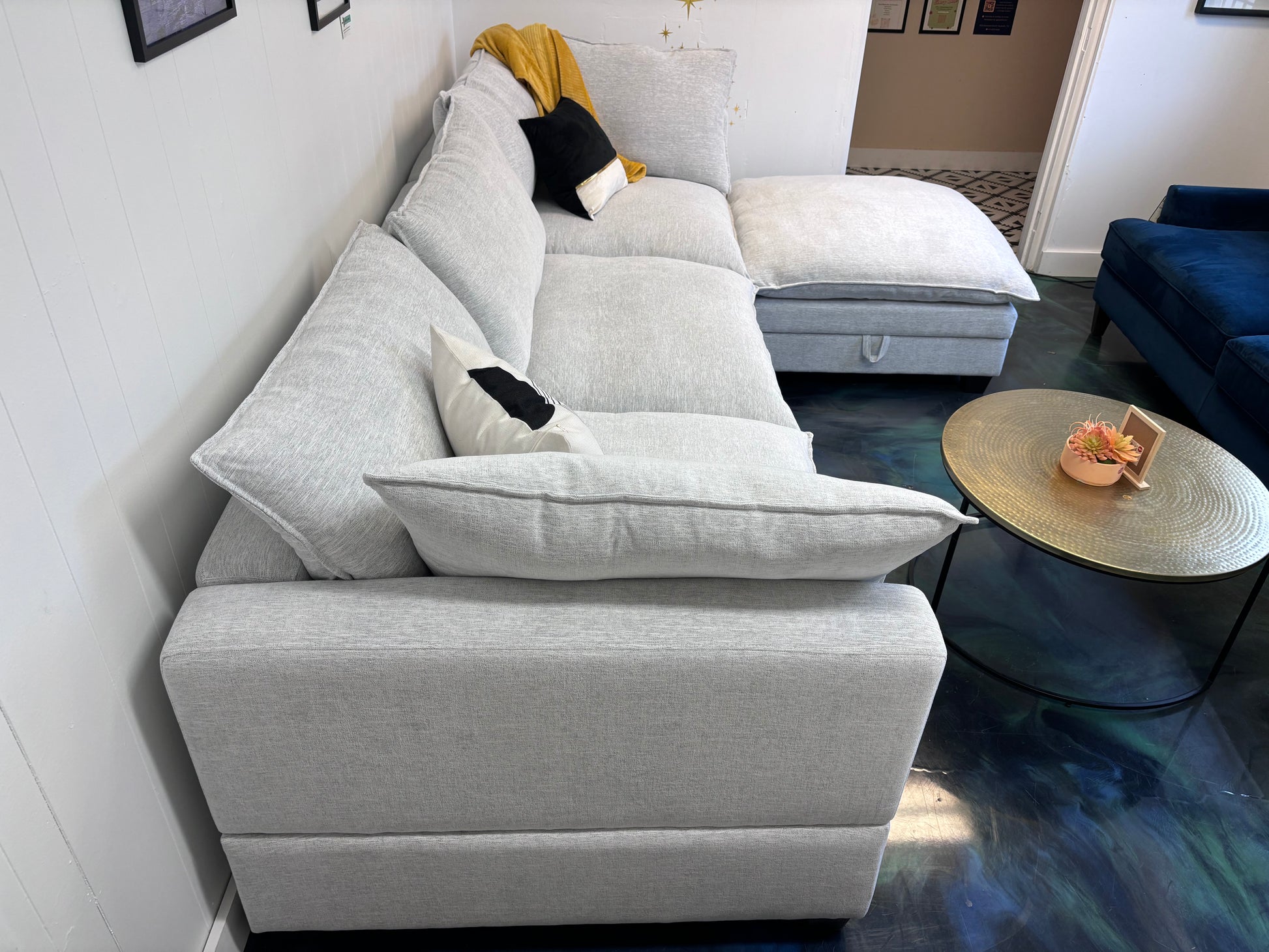 Pastel Grey SKY 2.0 Sofa + Storage Ottoman - Reclaimed Elegance