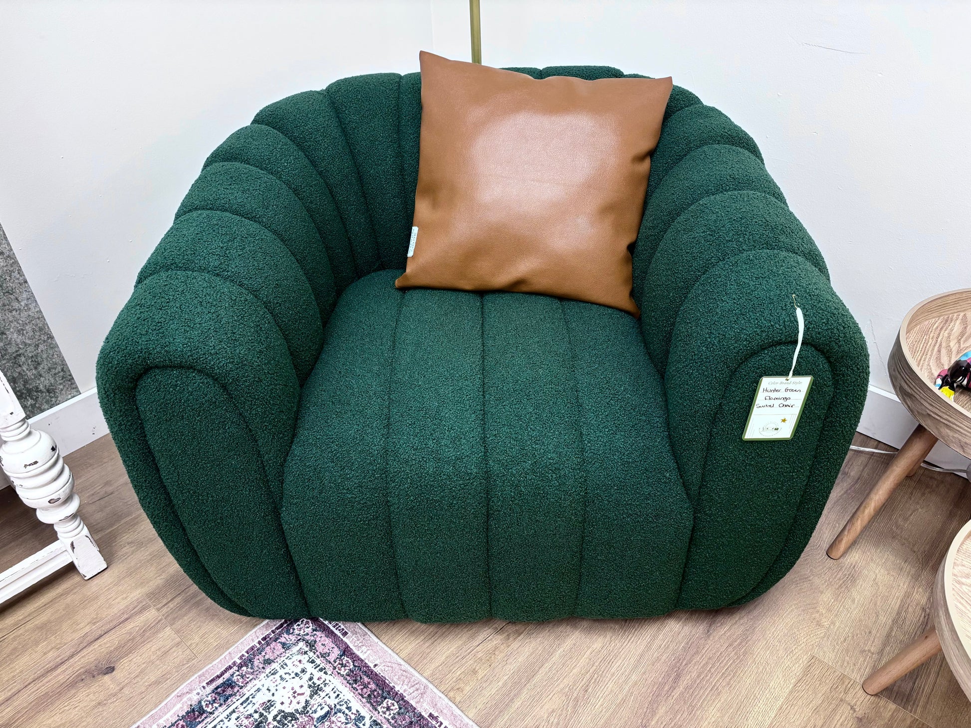 Hunter Green Flamingo Swivel Chair - Reclaimed Elegance