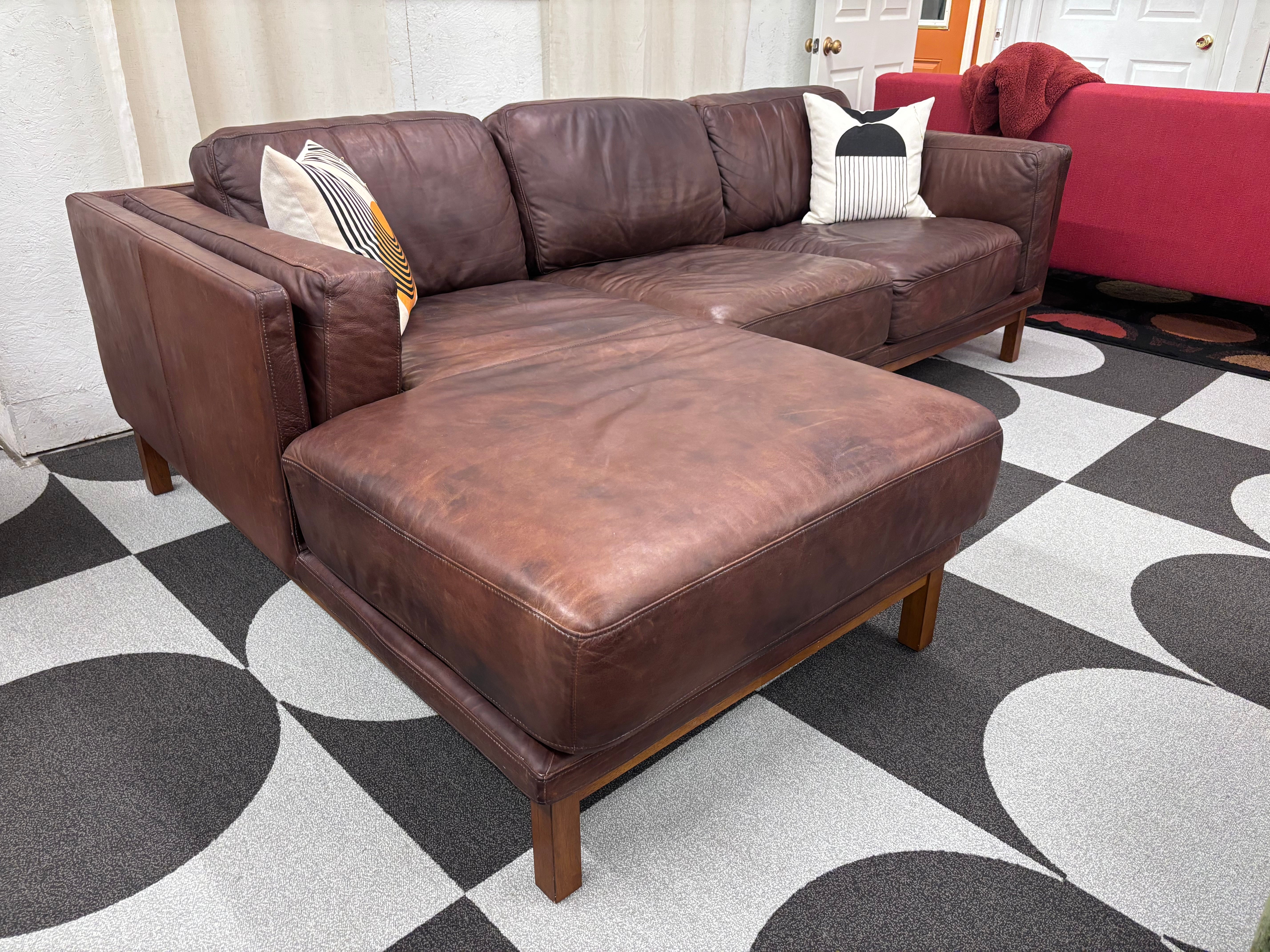 Dekalb Leather West Elm Bumper Chaise Sectional