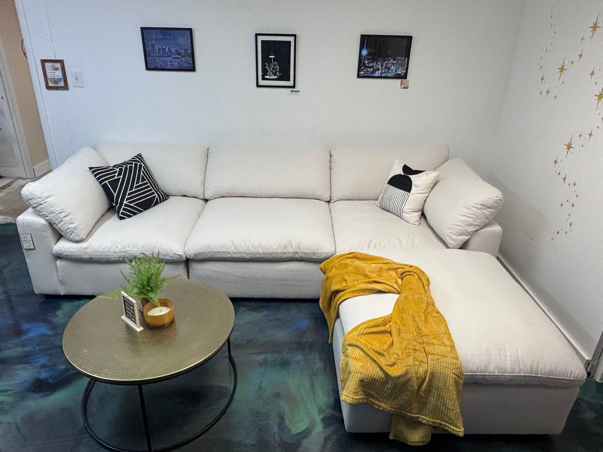 Cream Cloud 9 Modular Sofa + Ottoman - Reclaimed Elegance