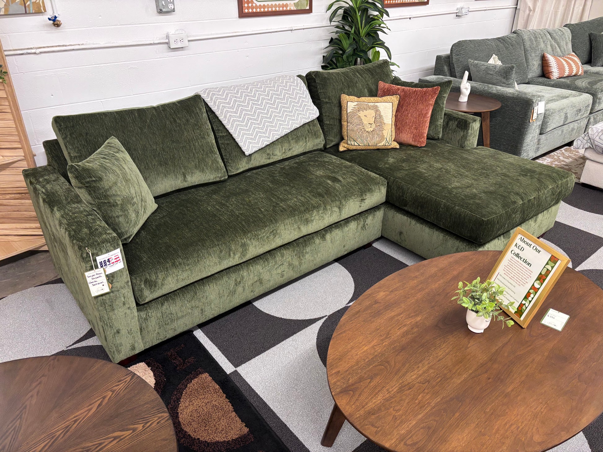 Juniper Green Harpeth Chaise Sectional - Reclaimed Elegance