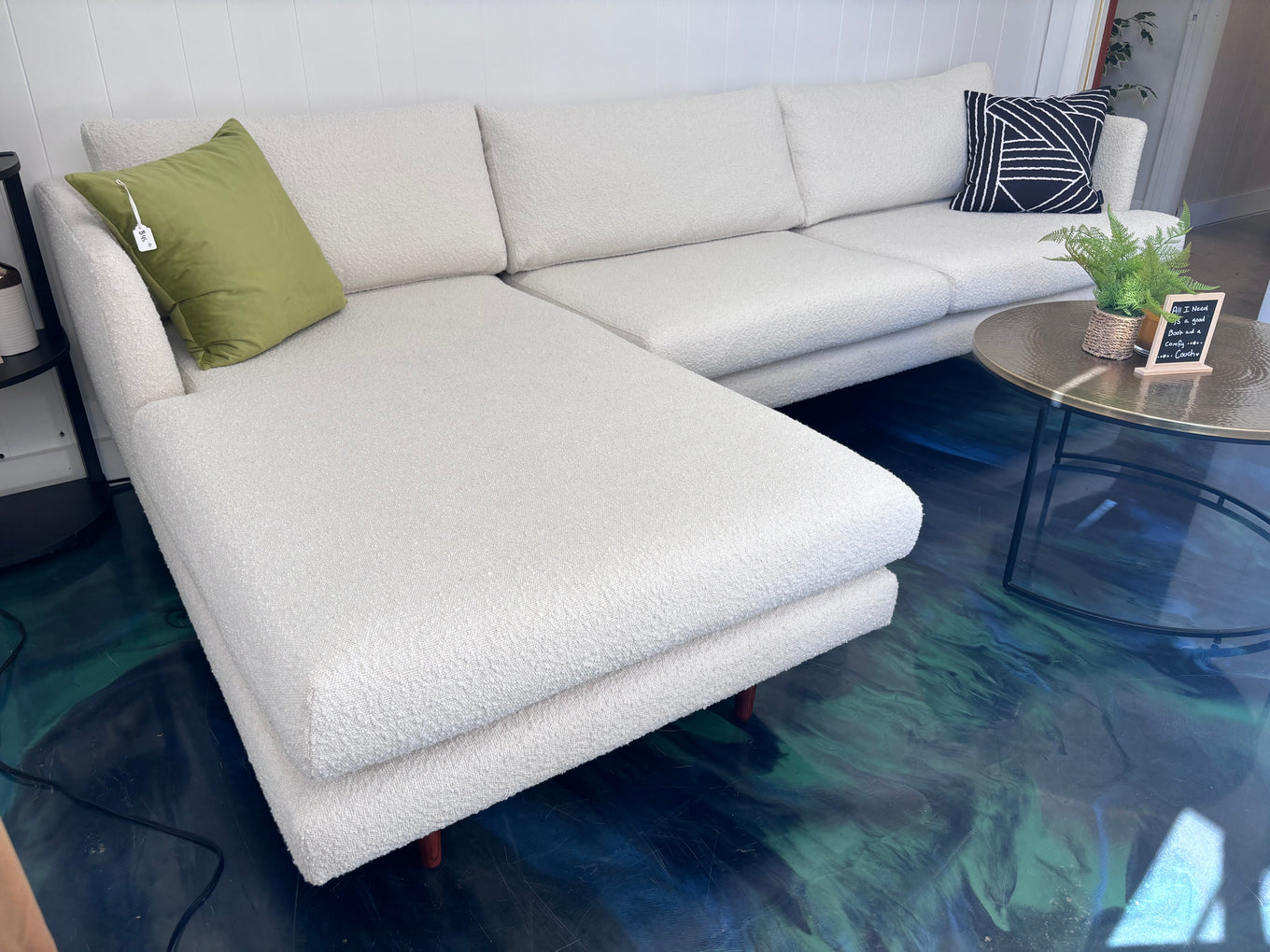 Ivory Cream Boucle' All Modern Miller Left-Facing Chaise Sectional