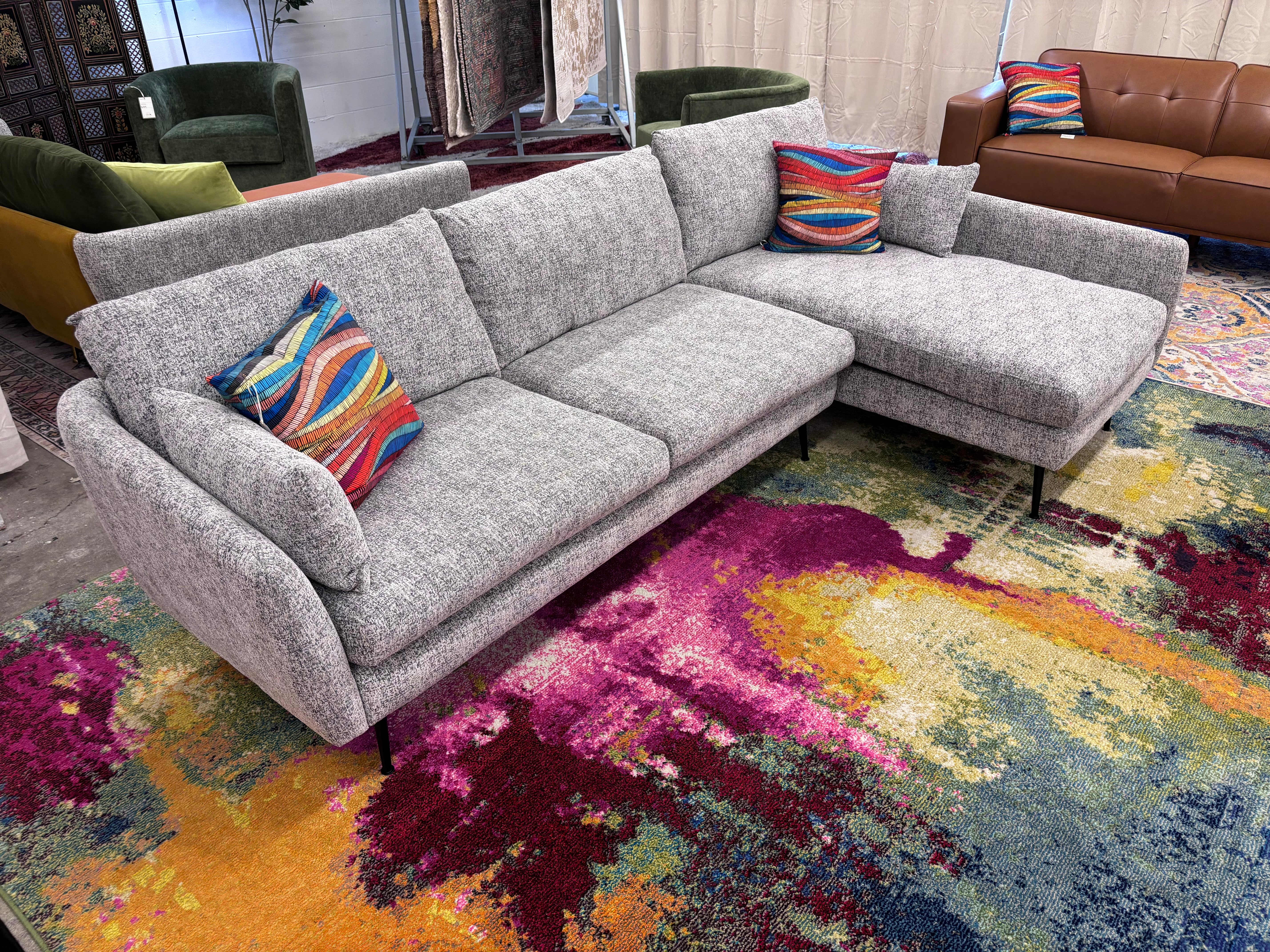 Light Grey Park Right Facing Sectional - Reclaimed Elegance