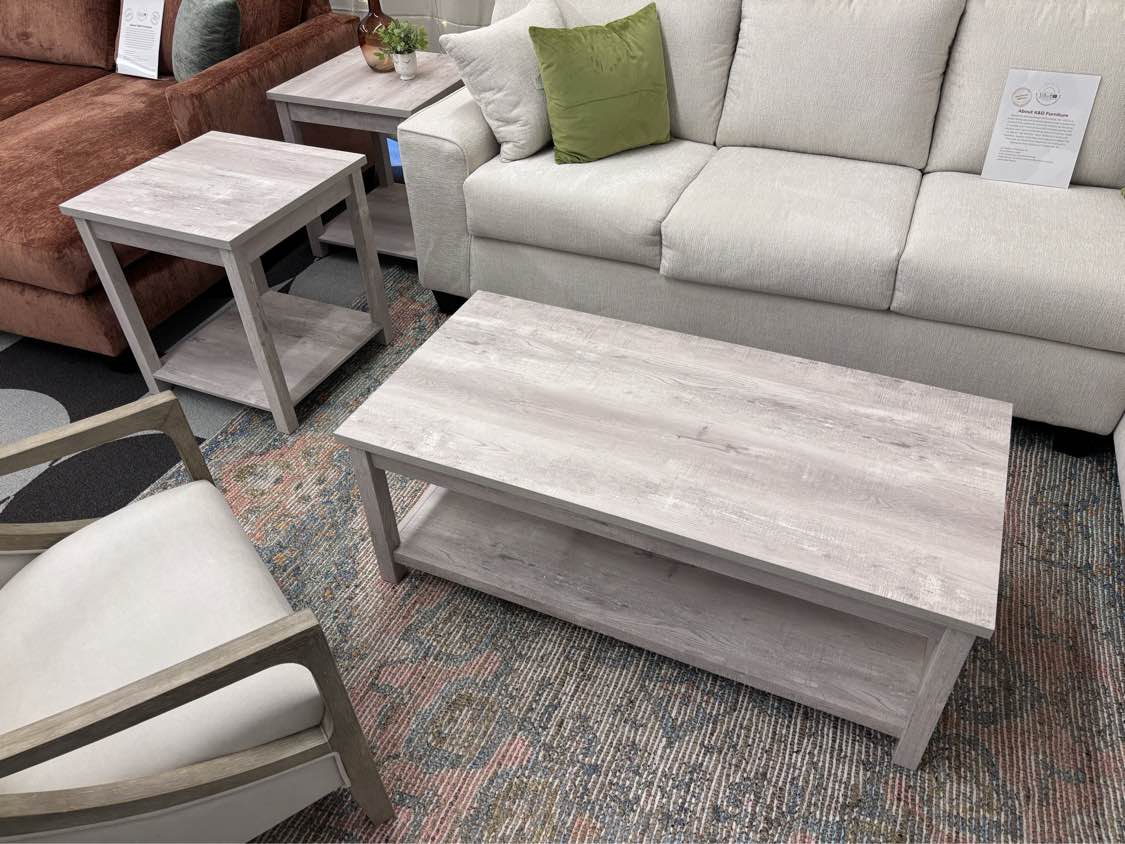 Farmhouse White Eleanor Coffee & End Table Set - Reclaimed Elegance