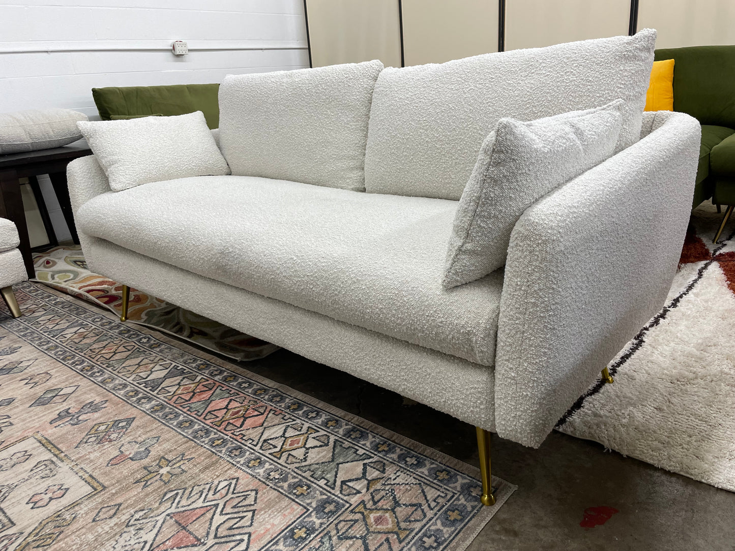 White Boucle' Park Sofa + ottoman