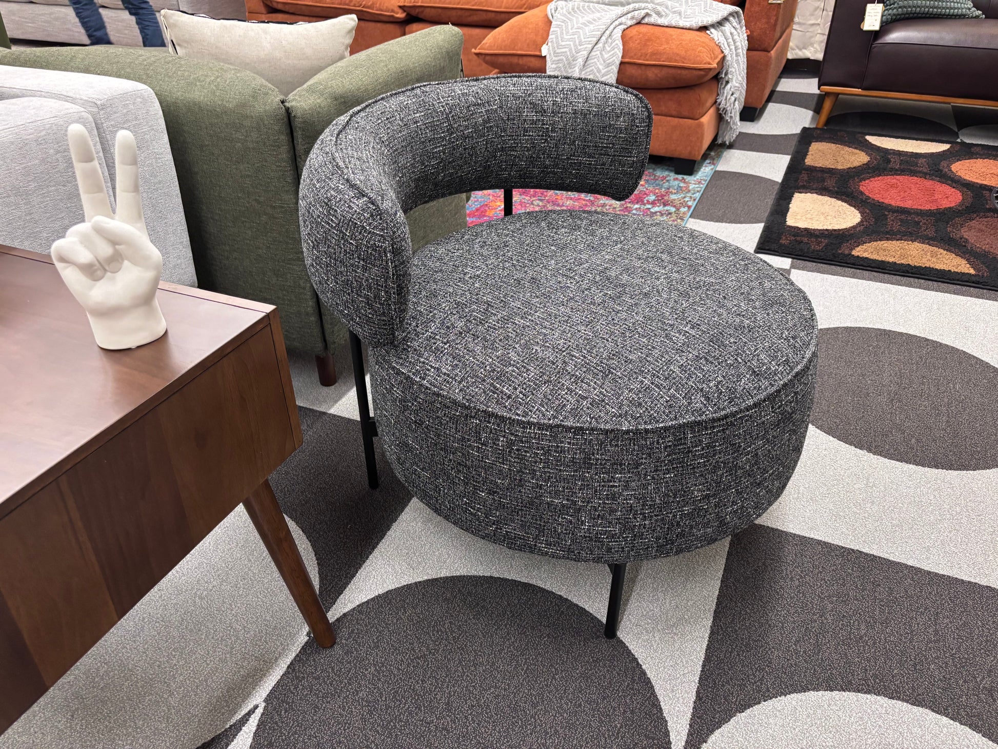 Charcoal Antonia Swivel Chair - Reclaimed Elegance