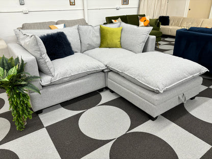 Mist Grey SKY 2.0 Modular 2 Seater Sofa + Storage Ottoman