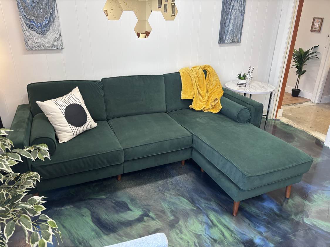 Jade Velvet Burrow Nomad Reversible Chaise - Reclaimed Elegance