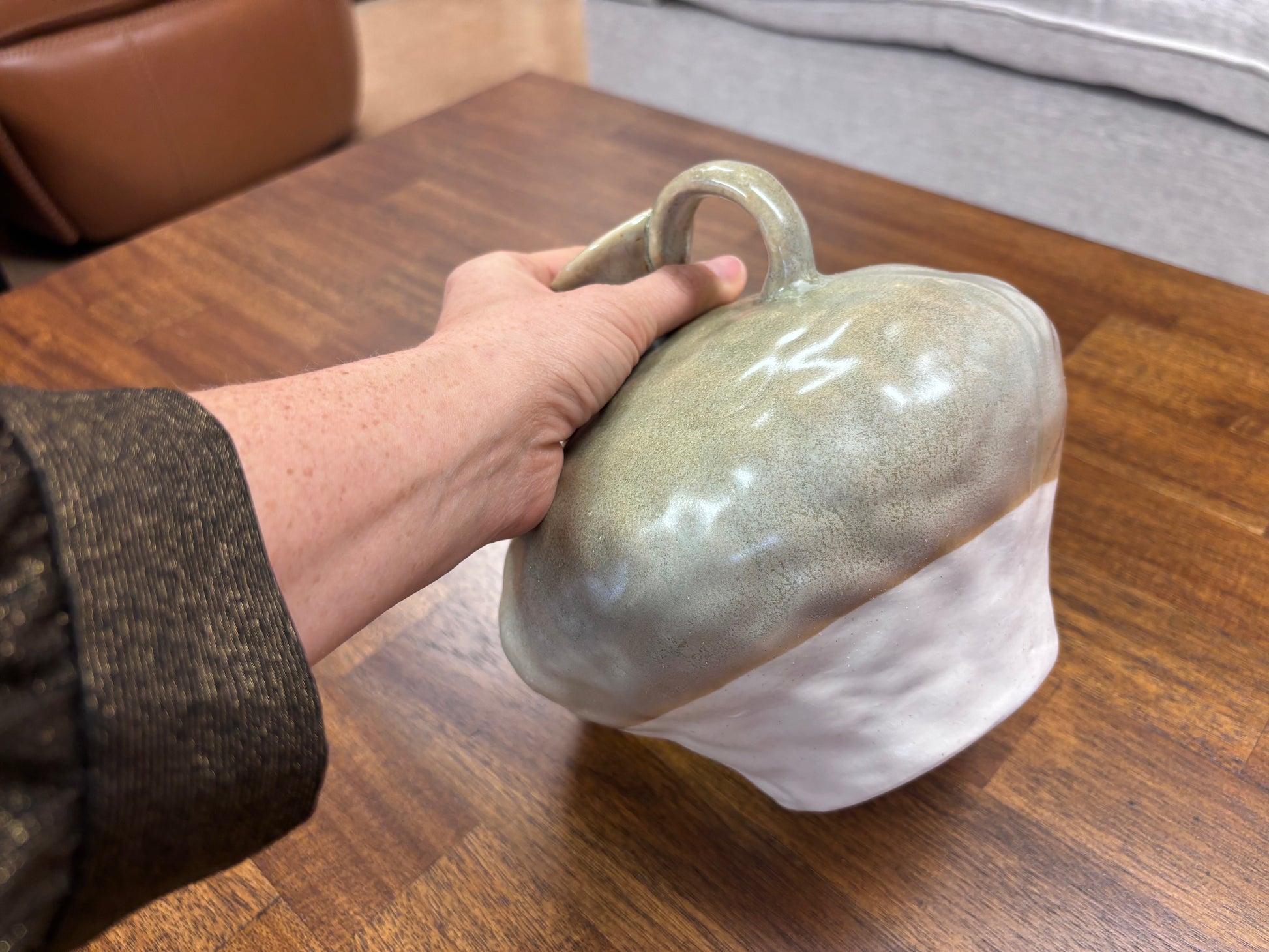 Sage Green Dipped Ceramic Vase - Reclaimed Elegance