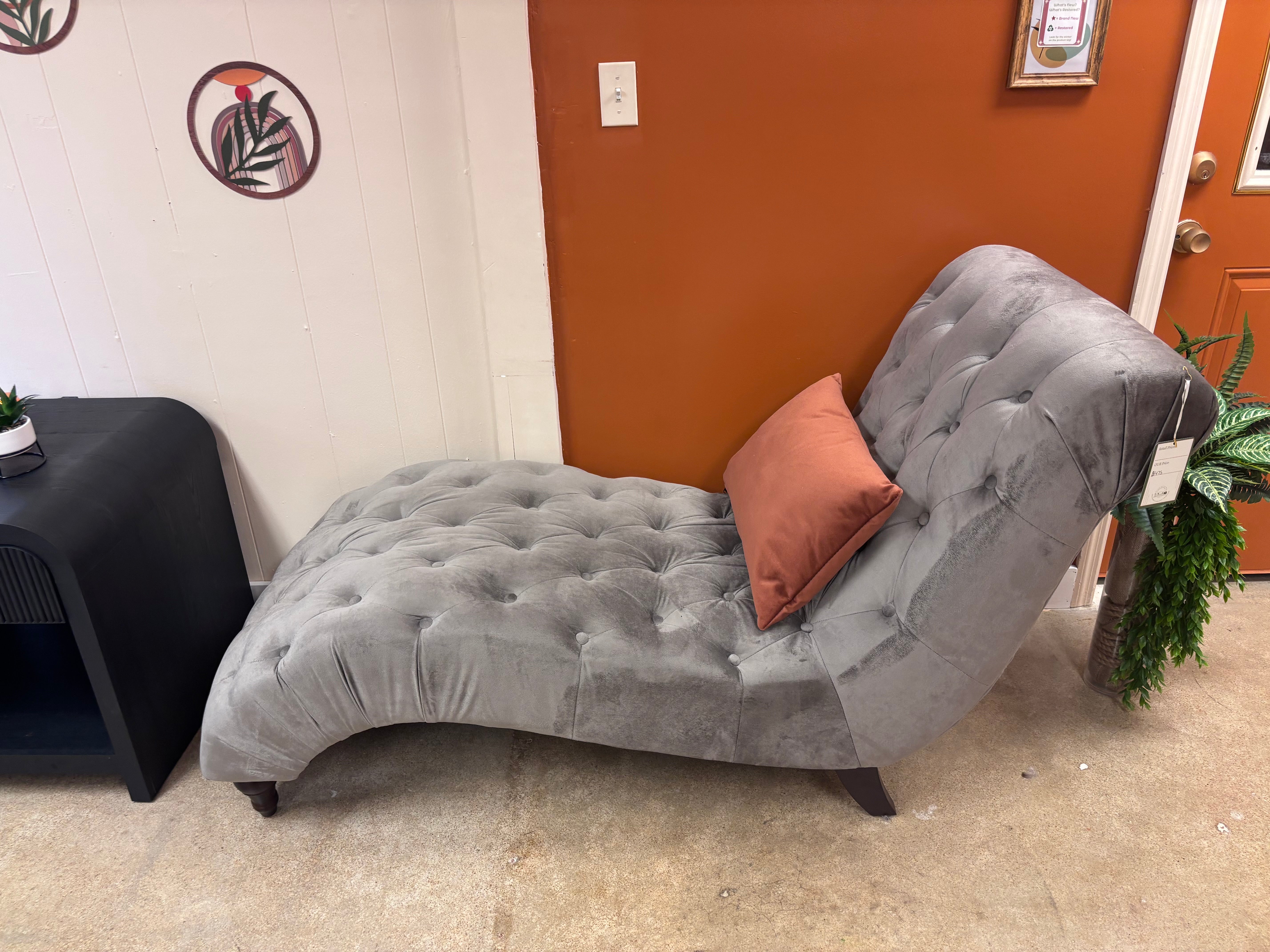 Silver Velvet Chaise Lounge