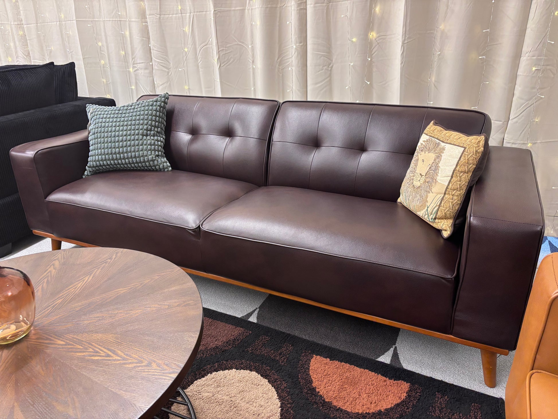 Walnut Vegan Leather Destiny Sofa - Reclaimed Elegance