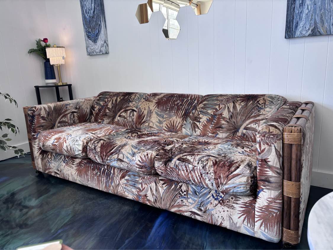 Jungle Velvet Vintage Sofa - Reclaimed Elegance