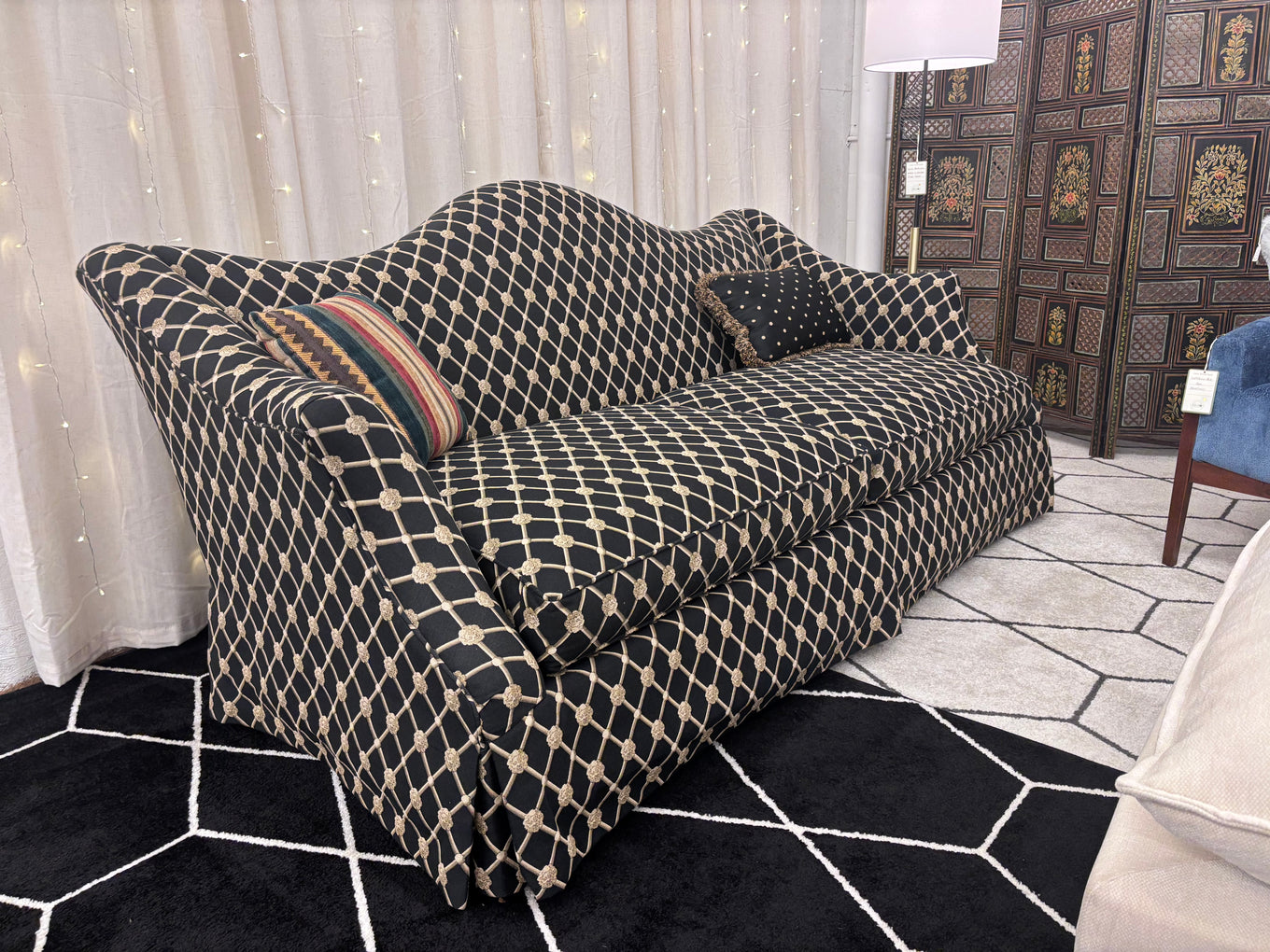 Black & Gold LT Designs Winged Back Sofa
