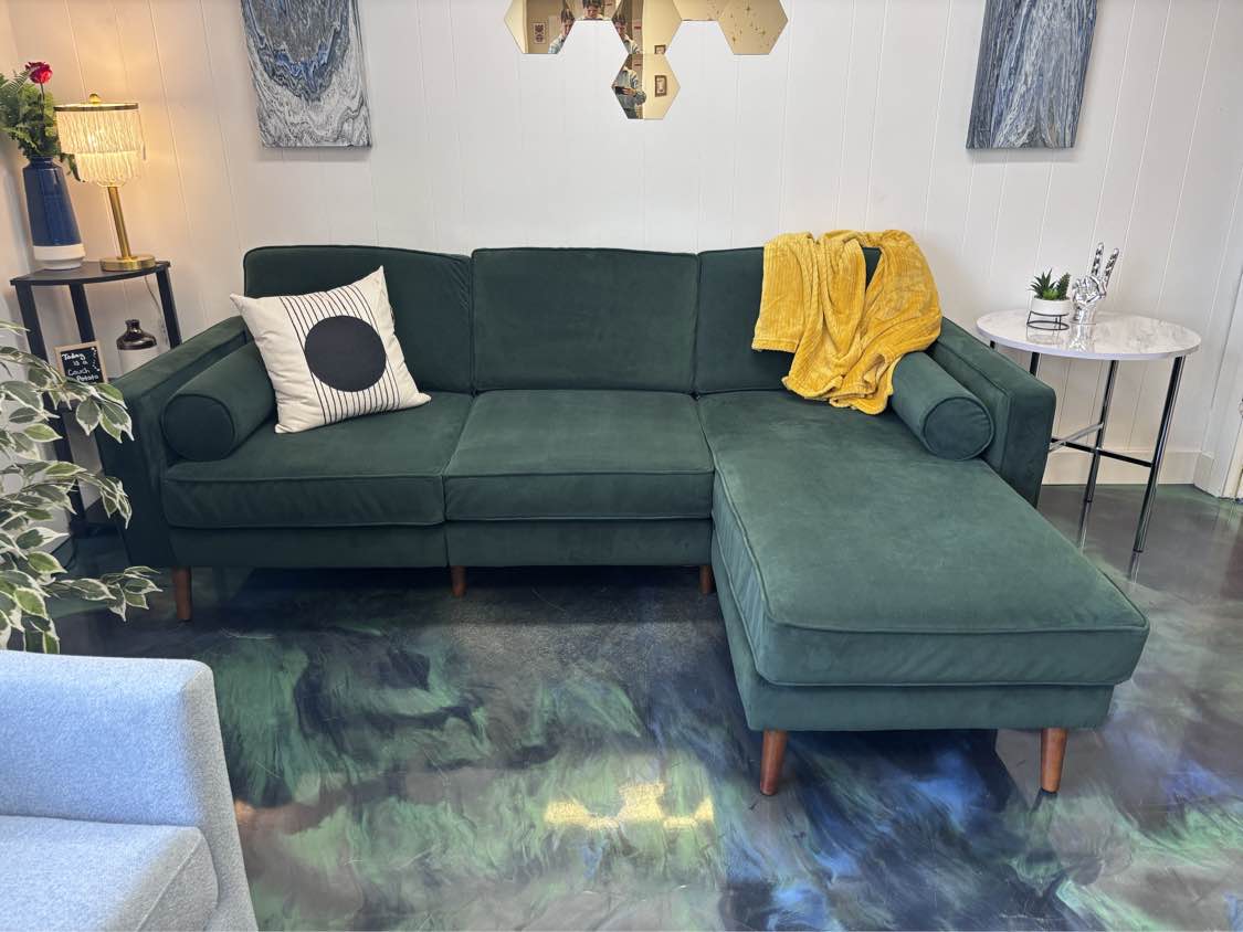 Jade Velvet Burrow Nomad Reversible Chaise - Reclaimed Elegance