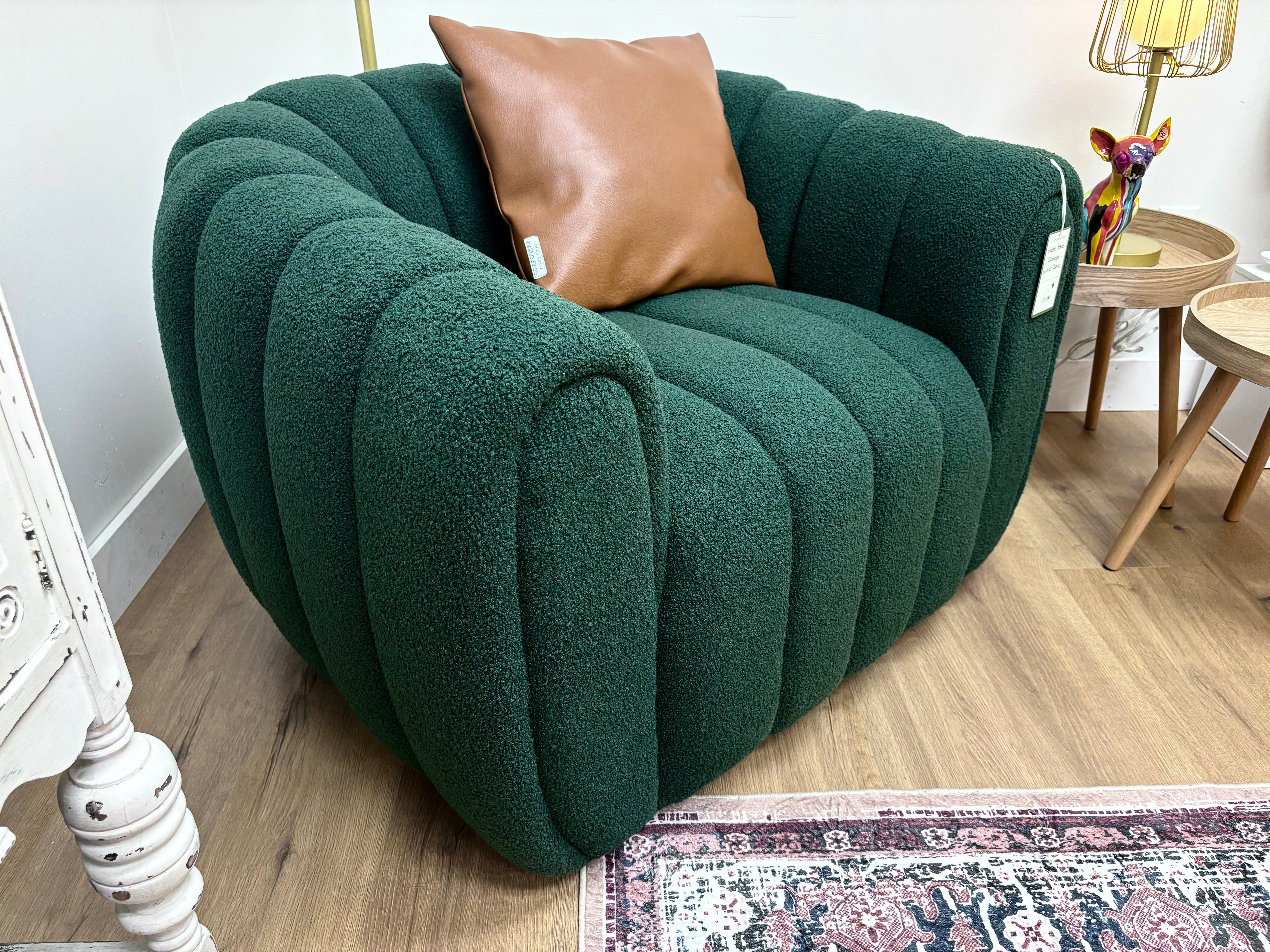 Hunter Green Flamingo Swivel Chair - Reclaimed Elegance