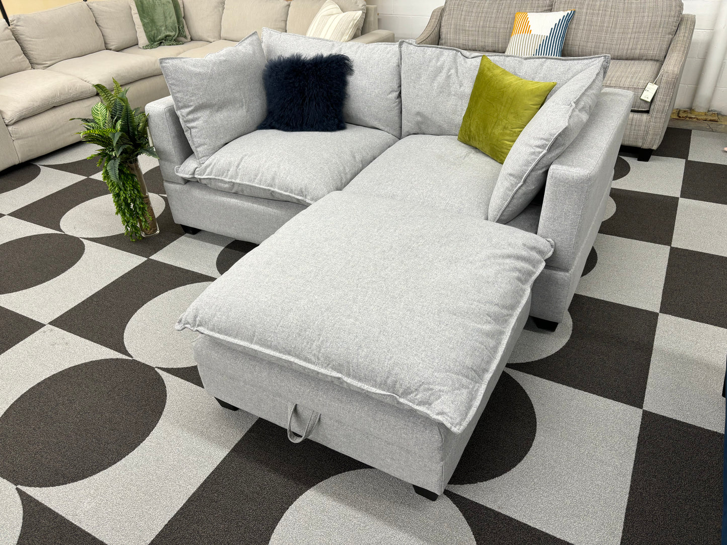 Mist Grey SKY 2.0 Modular 2 Seater Sofa + Storage Ottoman