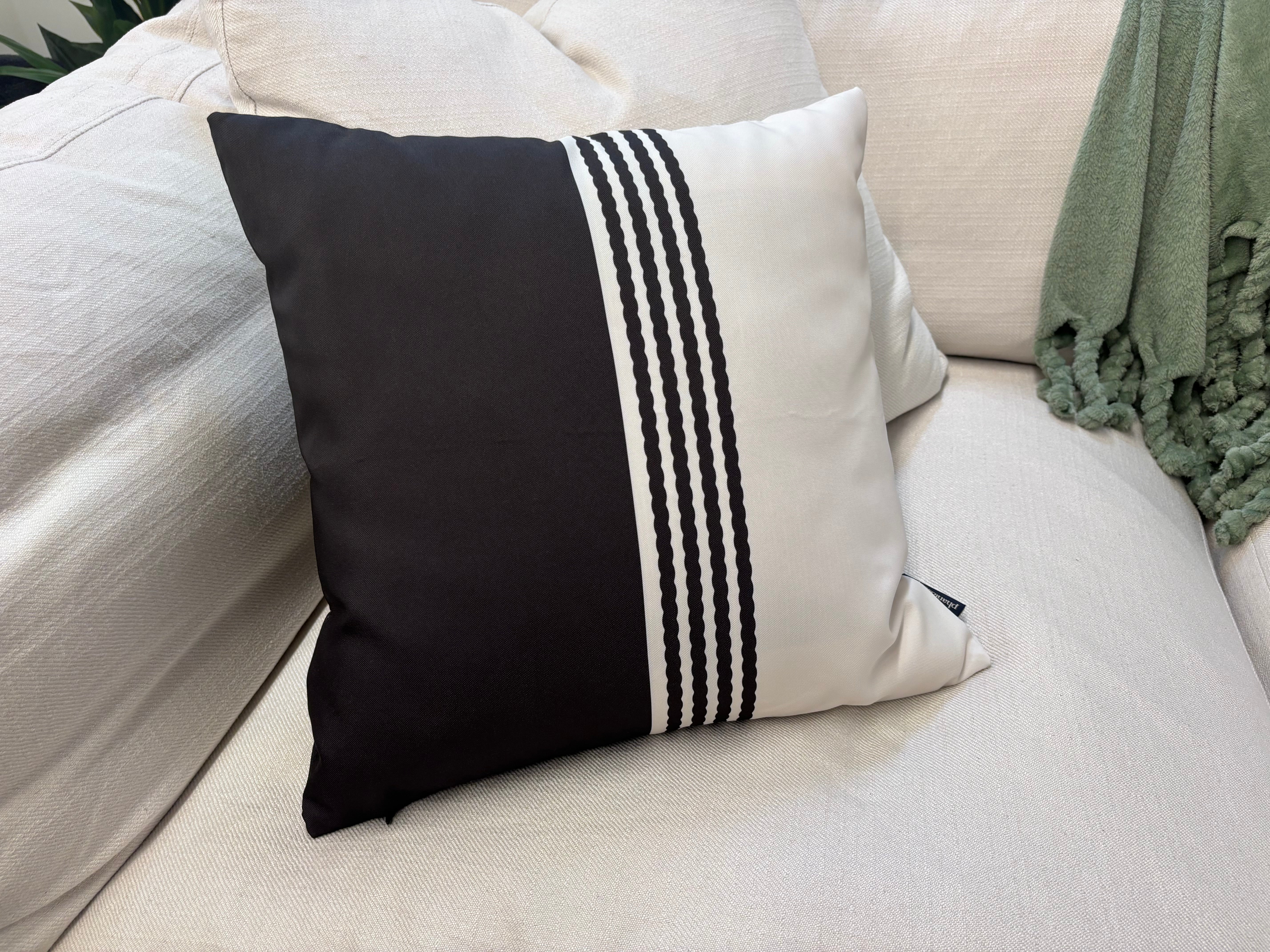 Beachy Black & White Pillow