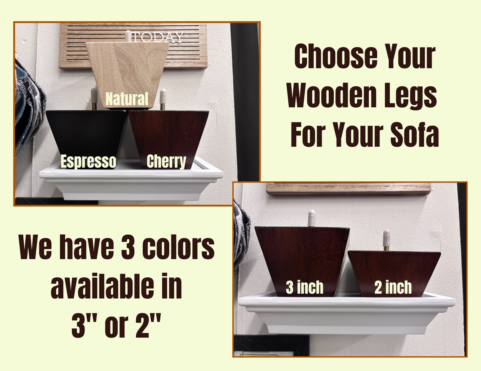 3" Wooden Legs For K&D Sectionals - Reclaimed Elegance