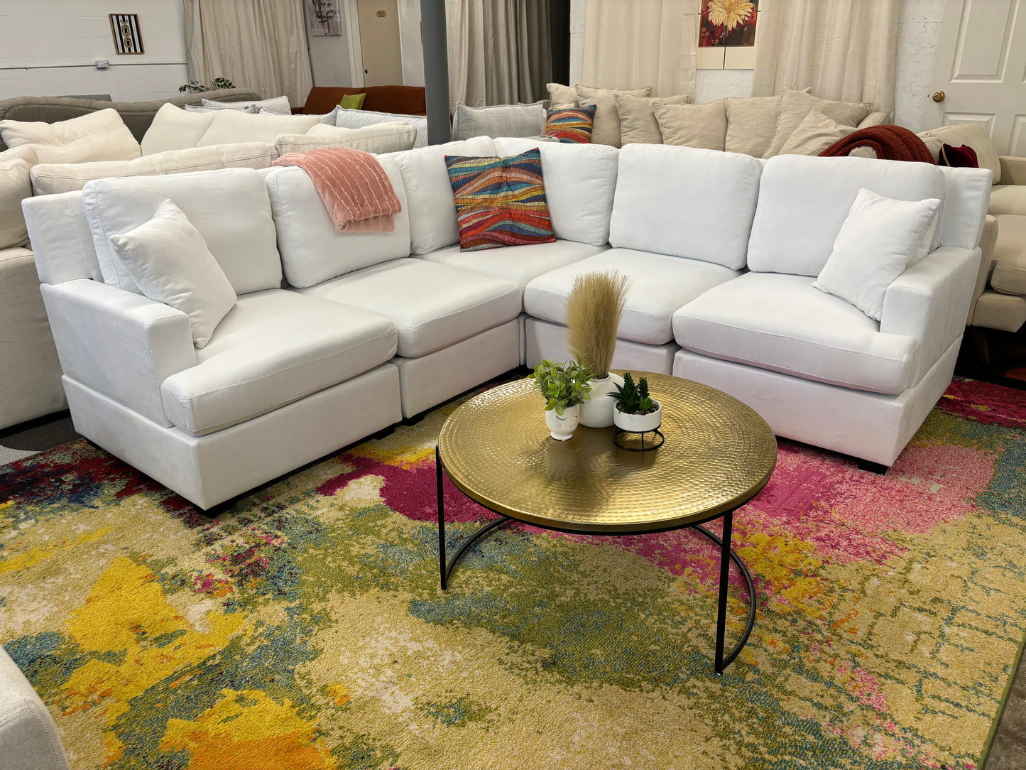 Ivory White Mini Modular Corner Sectional