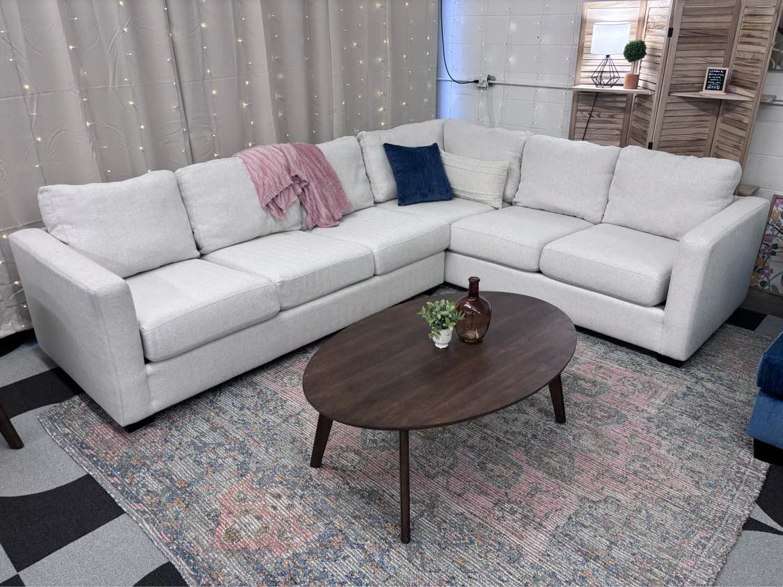 Cream Woven Mayo Furniture L-Shape Sectional - Reclaimed Elegance