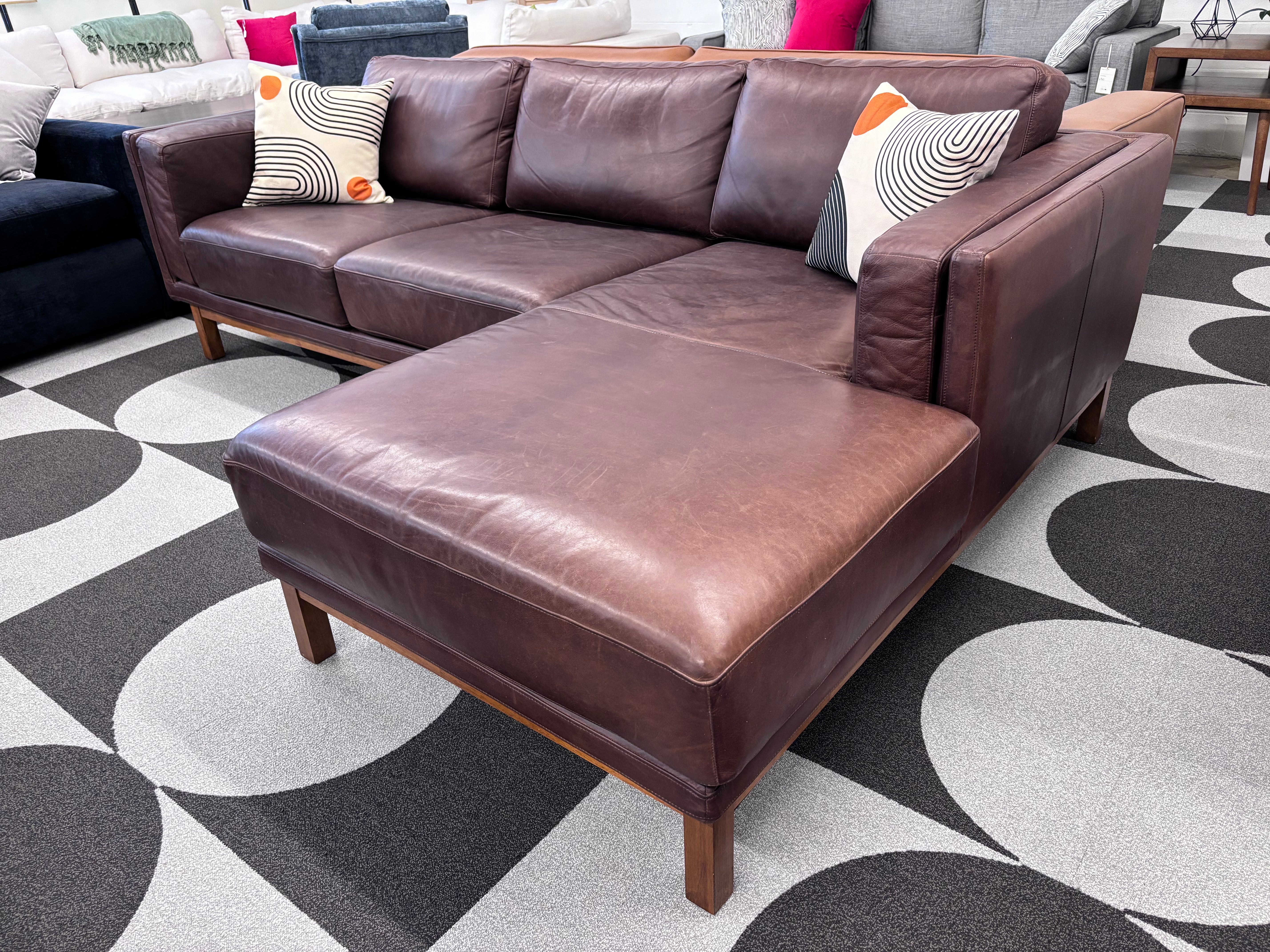 Dekalb Leather West Elm Right-Facing Chaise Sectional