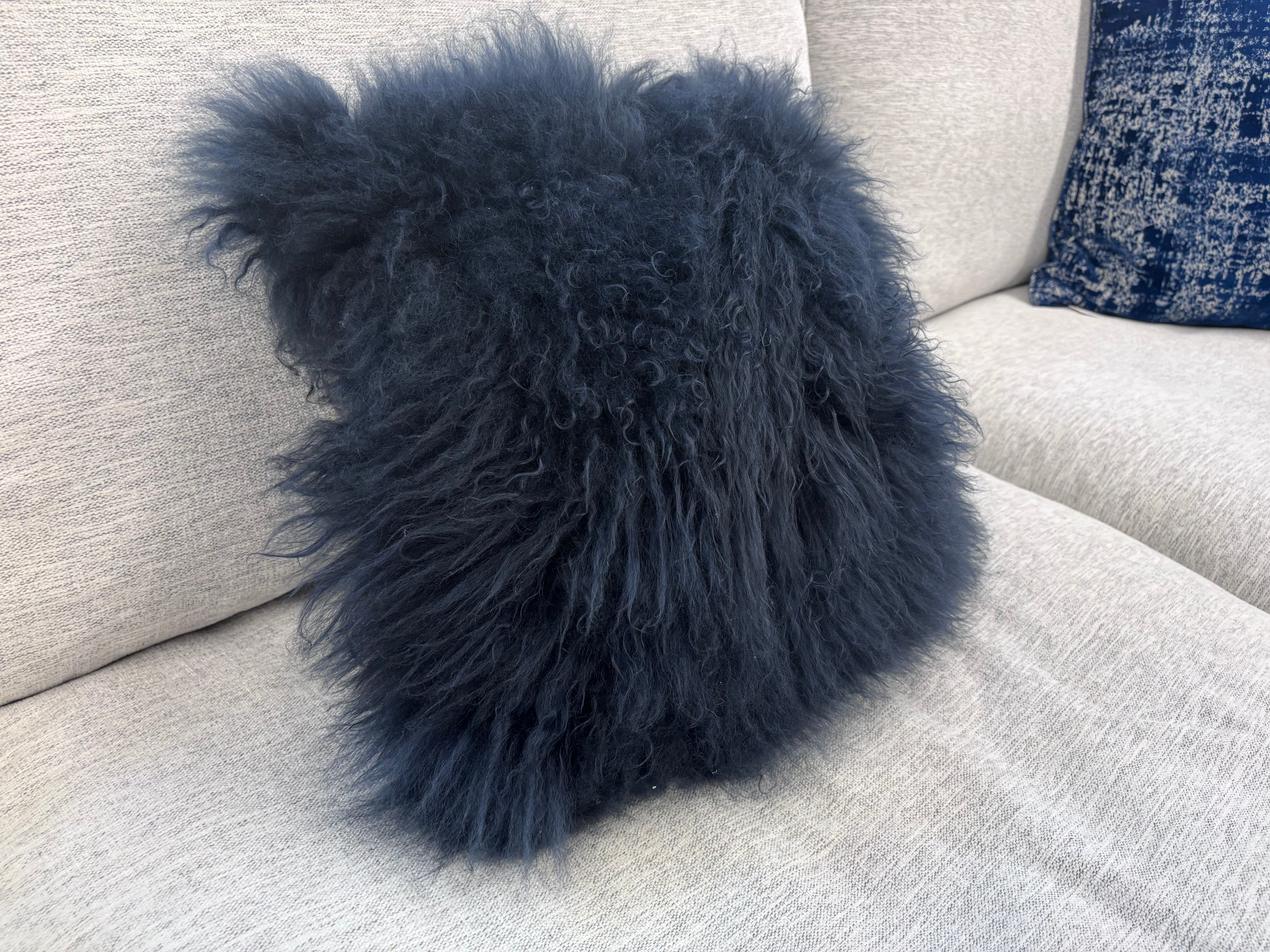 Fluffy Blue Pillow