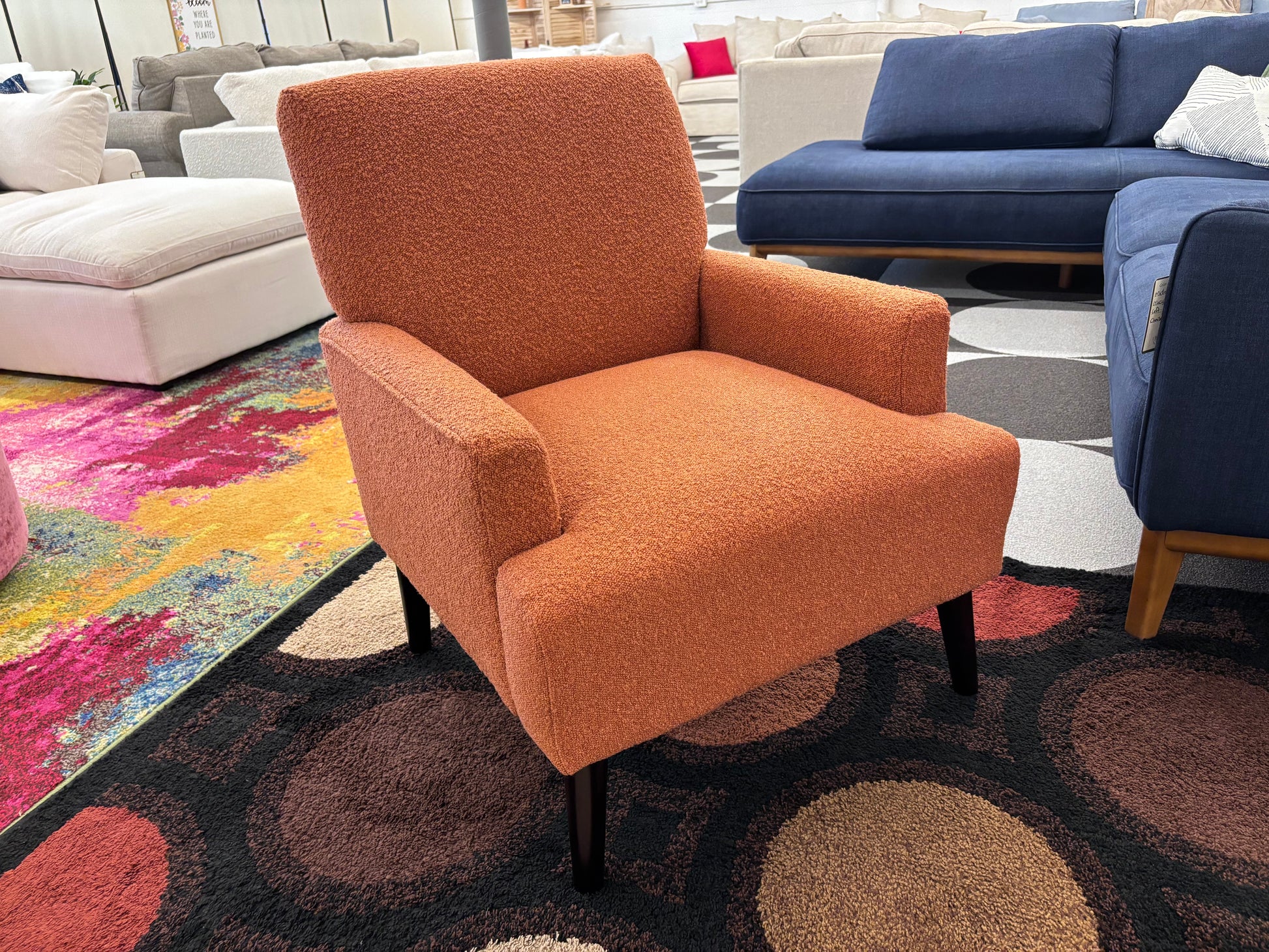 Orange Boucle' Kiwi Armchair - Reclaimed Elegance