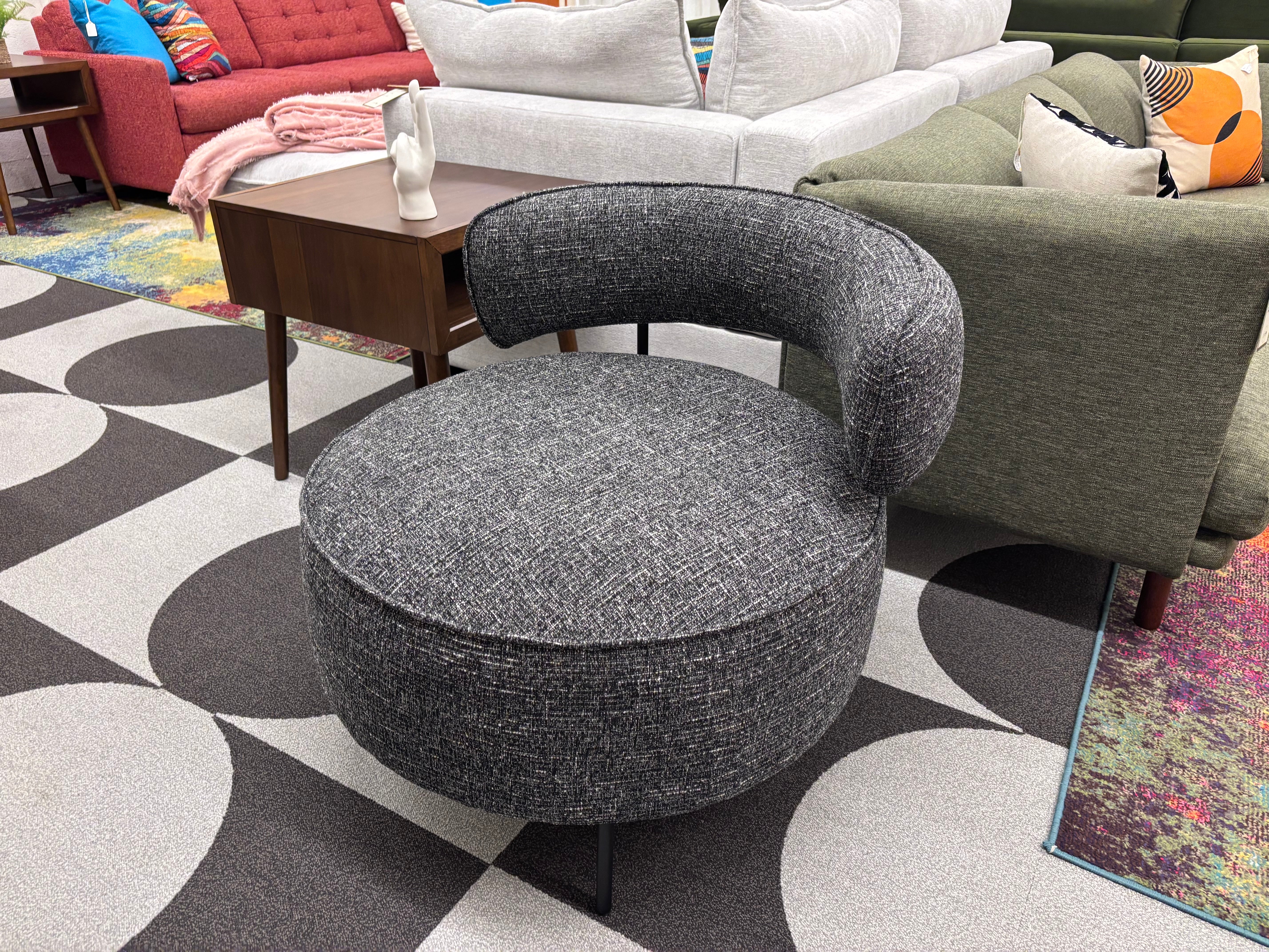 Charcoal Antonia Swivel Chair - Reclaimed Elegance