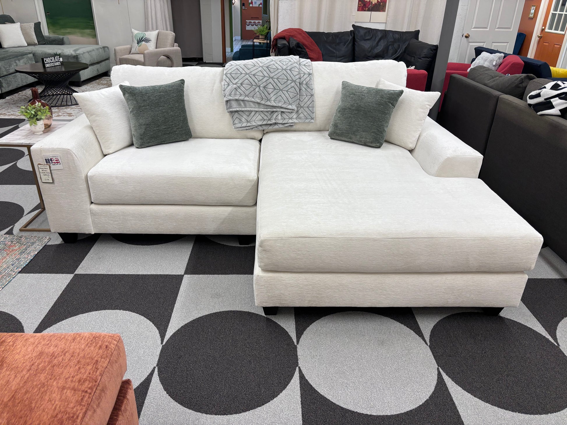 Ivory Cream Beaman 2 Piece Chaise Sectional - Reclaimed Elegance