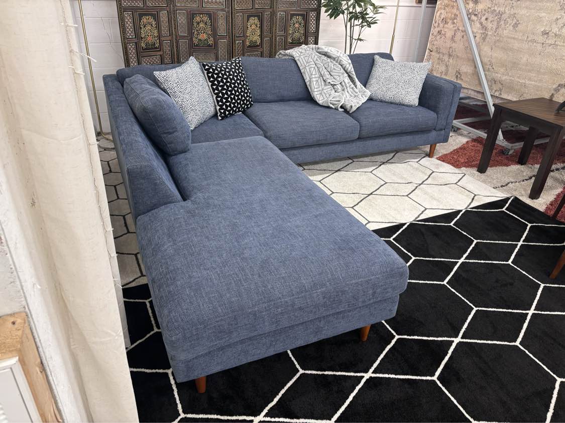 Denim Blue HM Richard’s Left-Facing L-Shape Chaise Sectional - Reclaimed Elegance