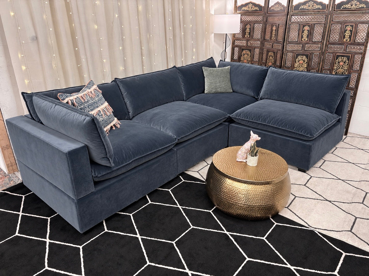 Dusty Blue Velvet Luna Modular Cloud Sectional