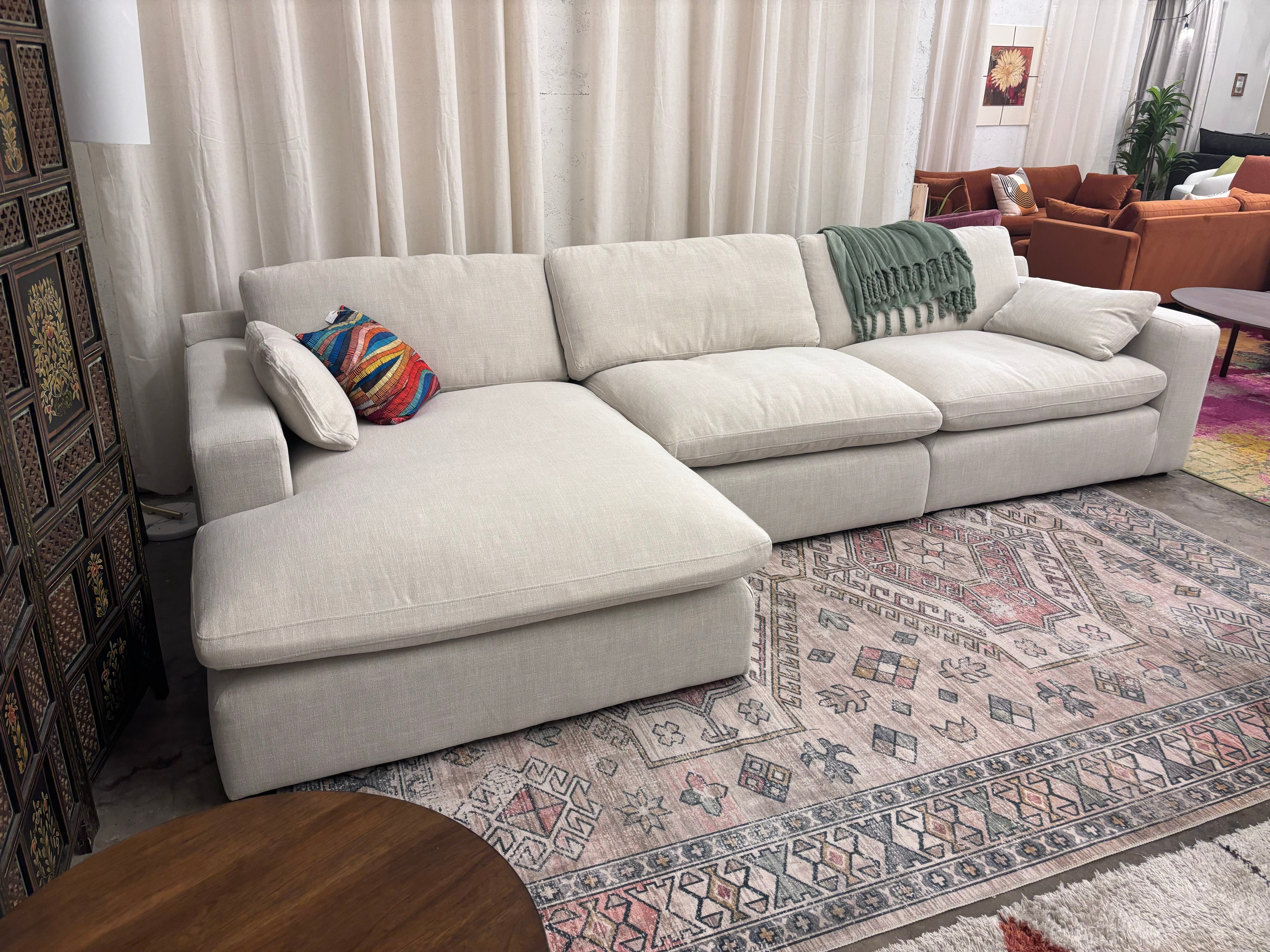 Cream Ashley Elyza 3 Piece Chaise Sectional