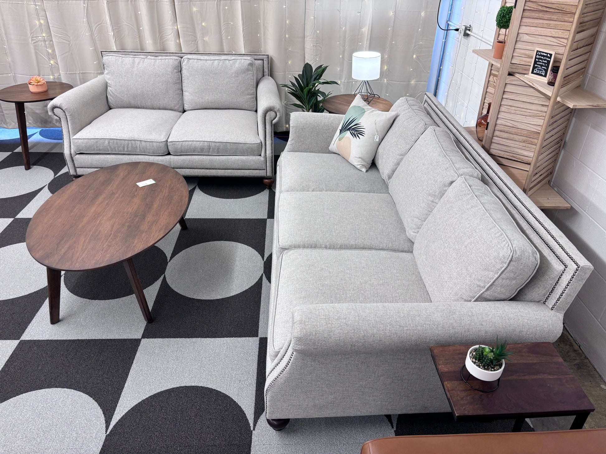 Light Grey Bernhardt Sofa + Loveseat Set - Reclaimed Elegance