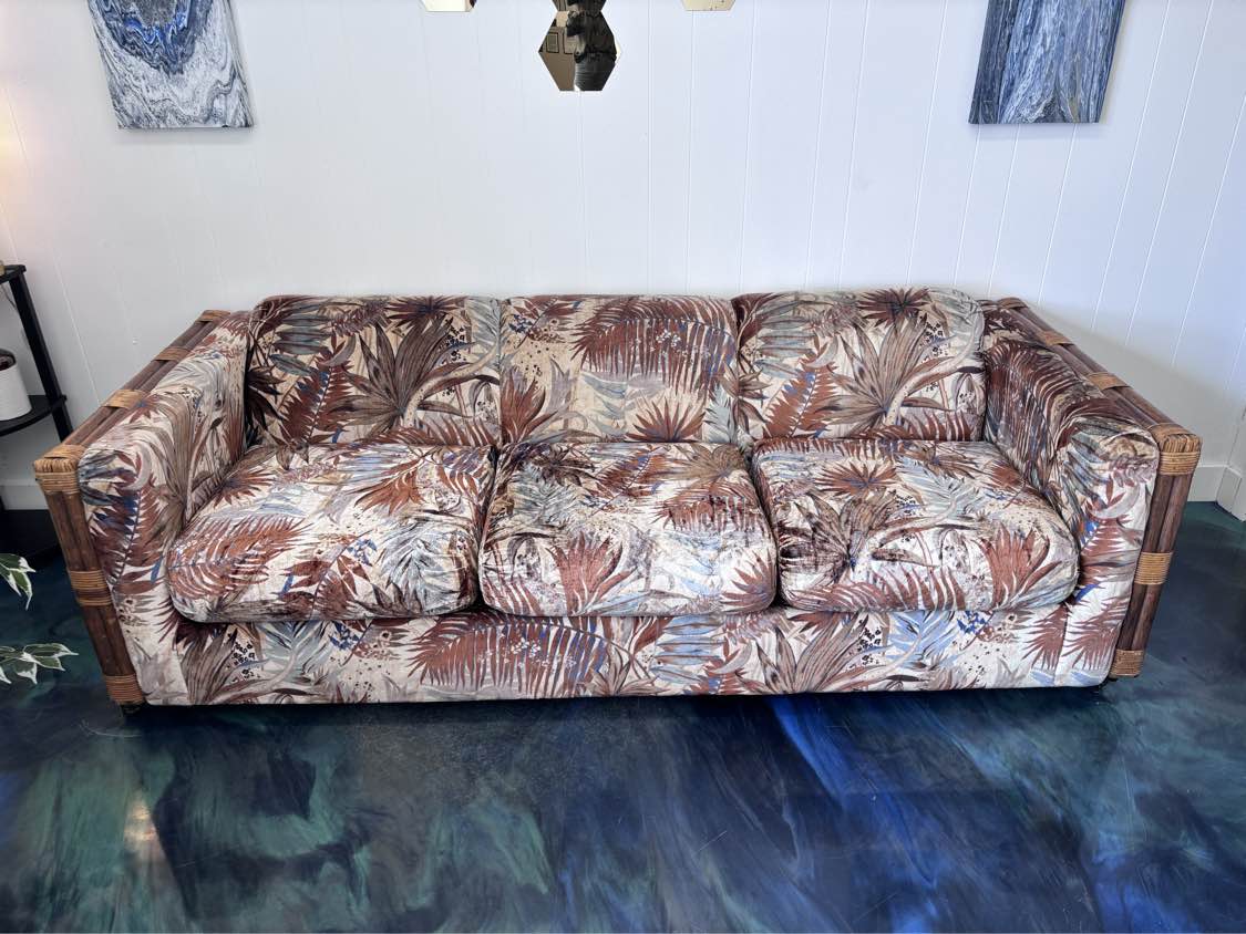 Jungle Velvet Vintage Sofa - Reclaimed Elegance