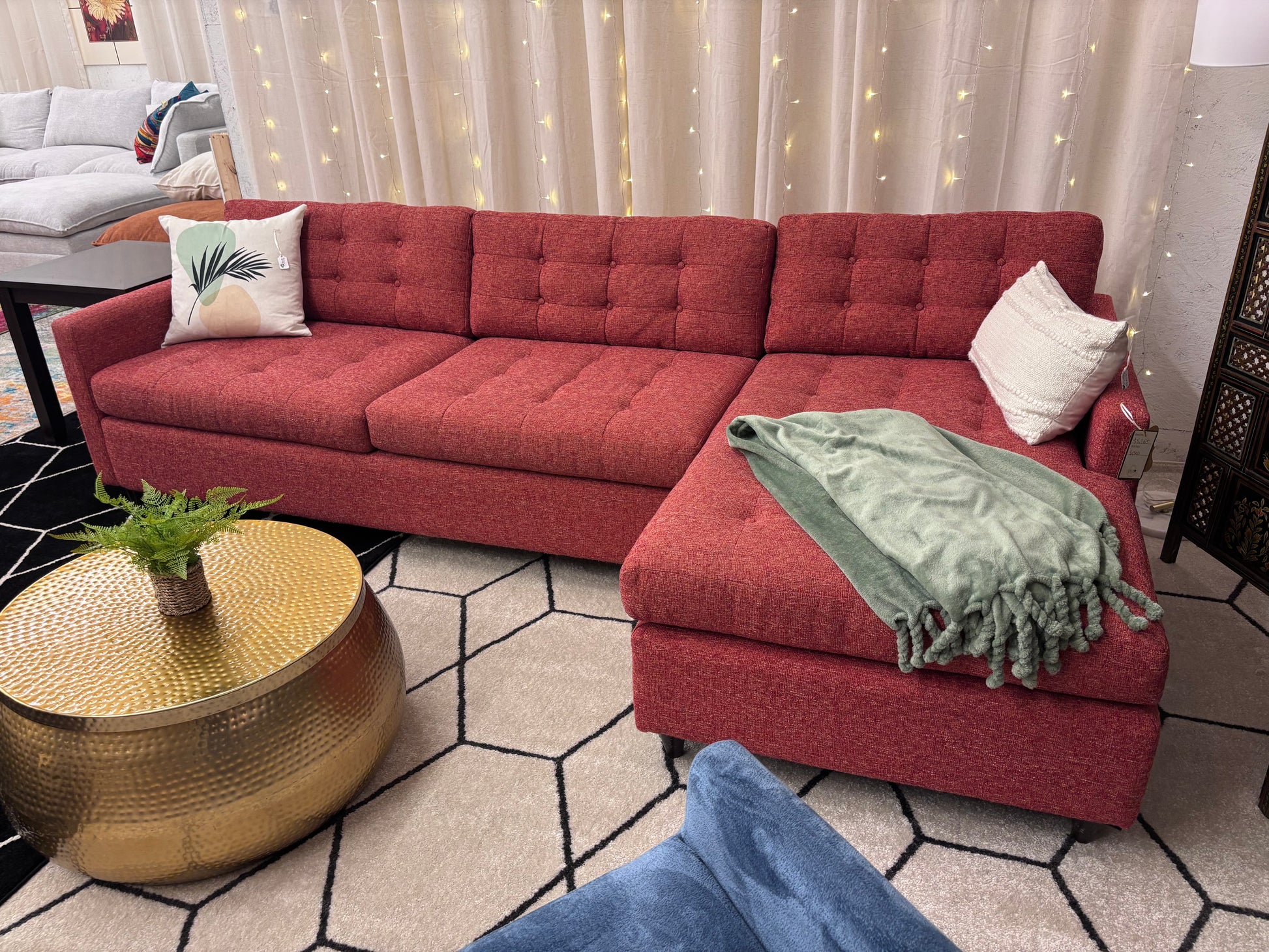 Coral Tweed Joybird Eliot Sleeper Right-Facing Chaise Sectional - Reclaimed Elegance