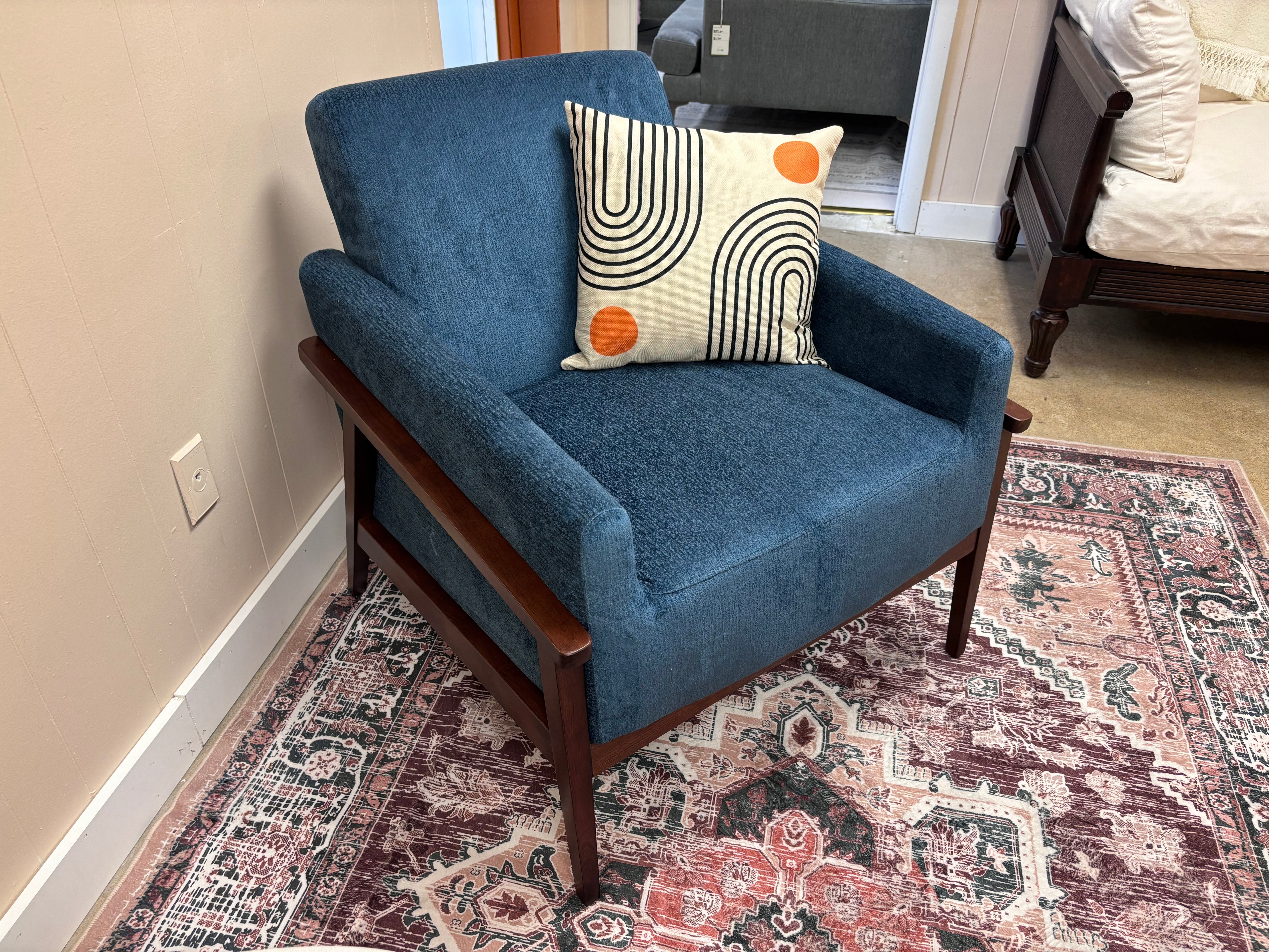 Cerulean Blue Ava Armchair - Reclaimed Elegance