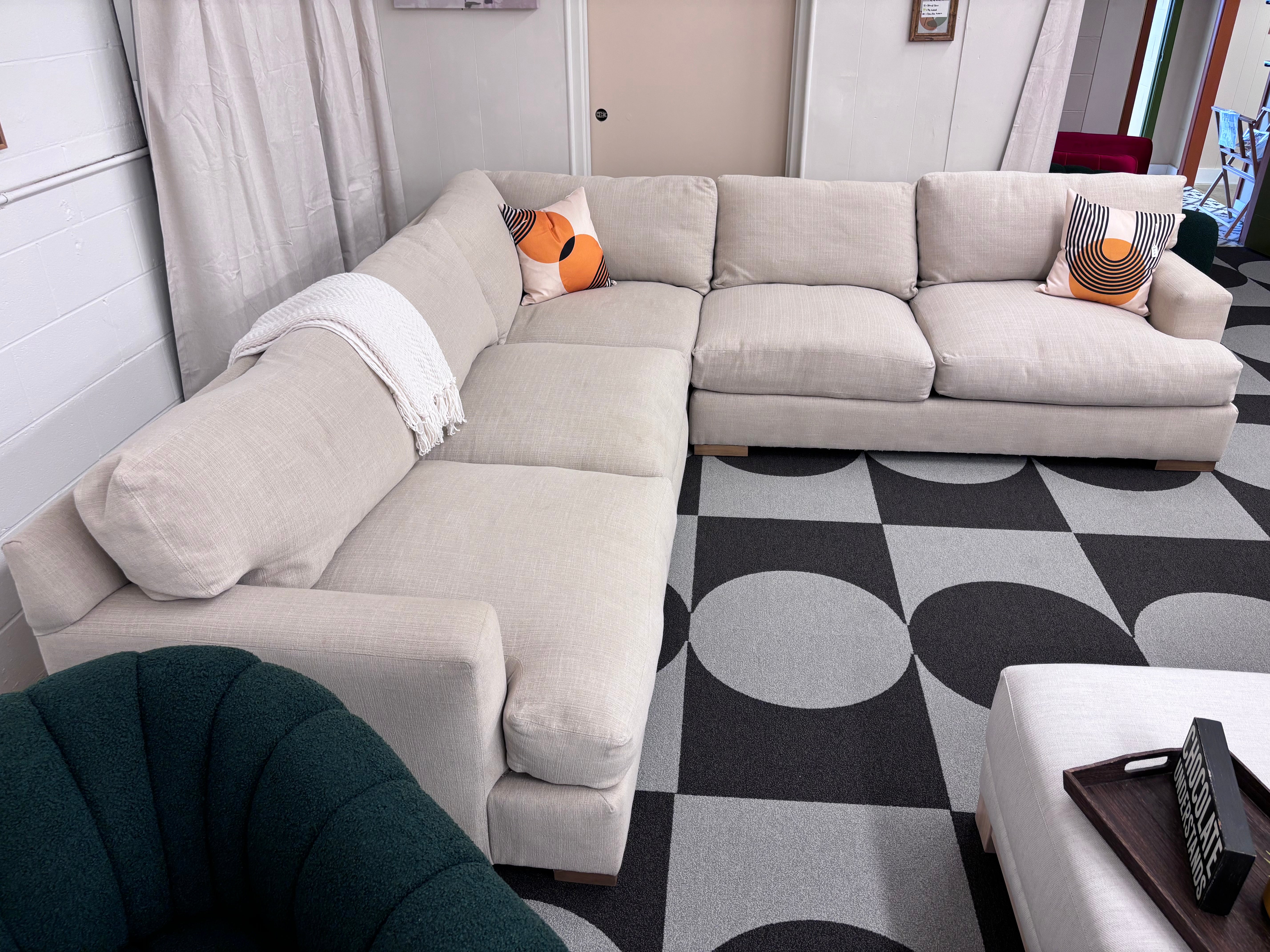 Beige Linen Lee Industries Corner Sectional