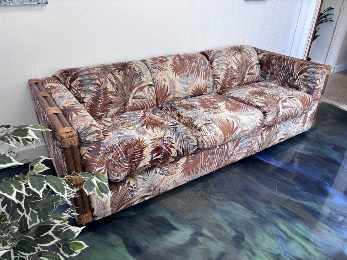 Jungle Velvet Vintage Sofa - Reclaimed Elegance