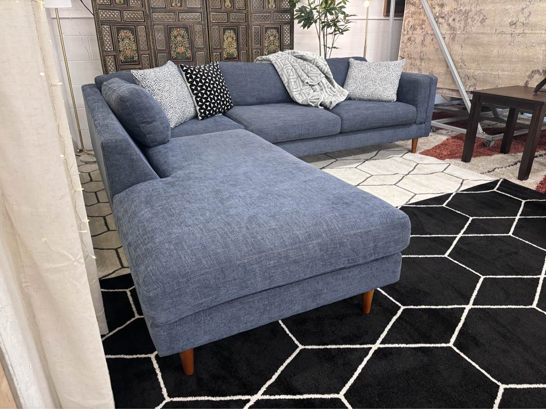 Denim Blue HM Richard’s Left-Facing L-Shape Chaise Sectional - Reclaimed Elegance