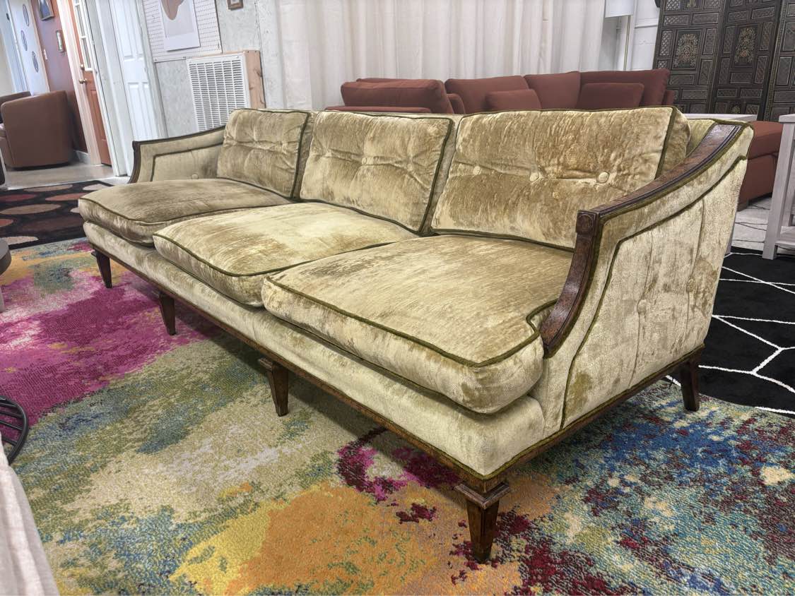 Cool Gold Velvet Decor Interiors Vintage Sofa - Reclaimed Elegance