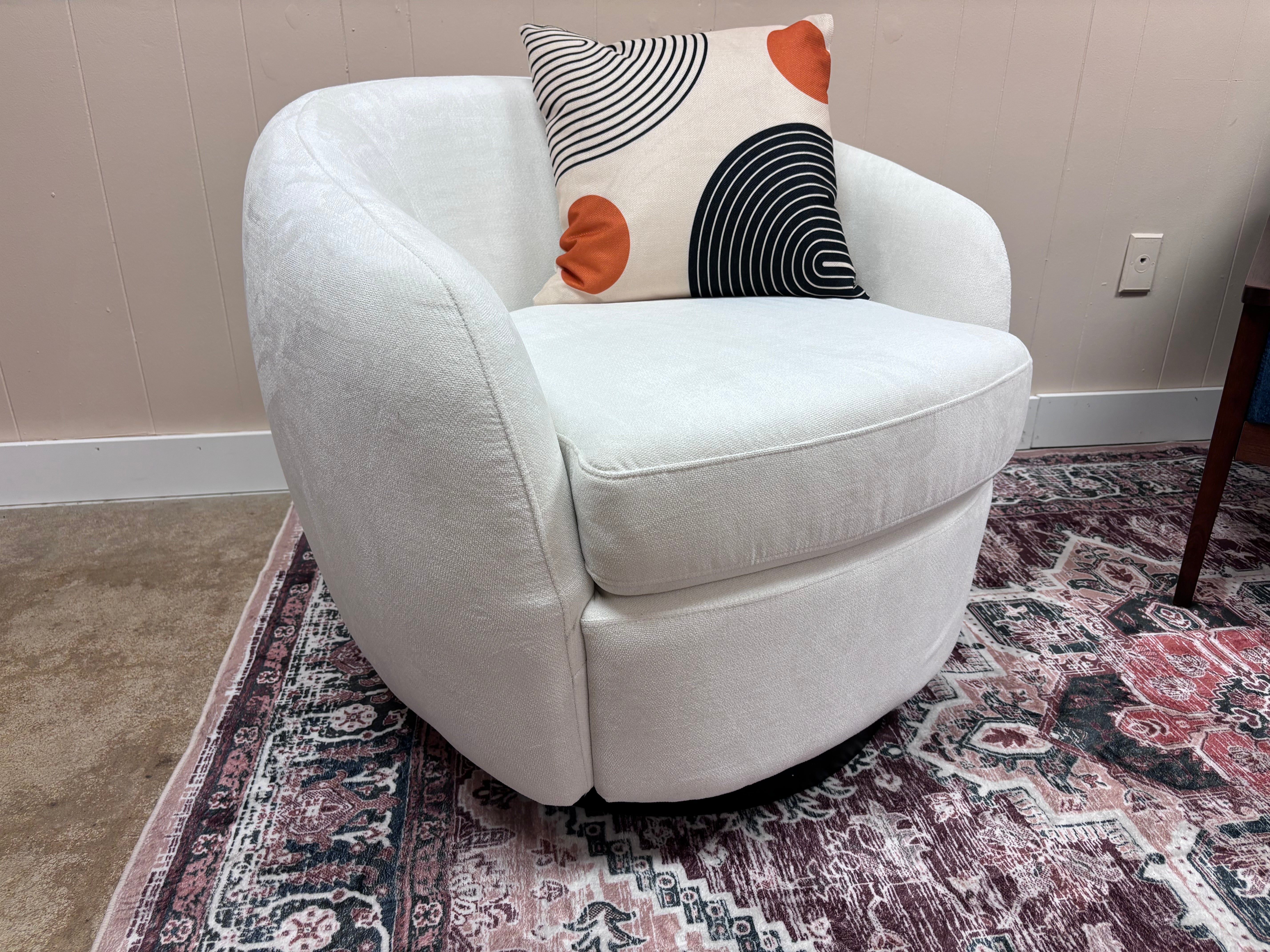 Bristo White Chanel Swivel Chair - Reclaimed Elegance
