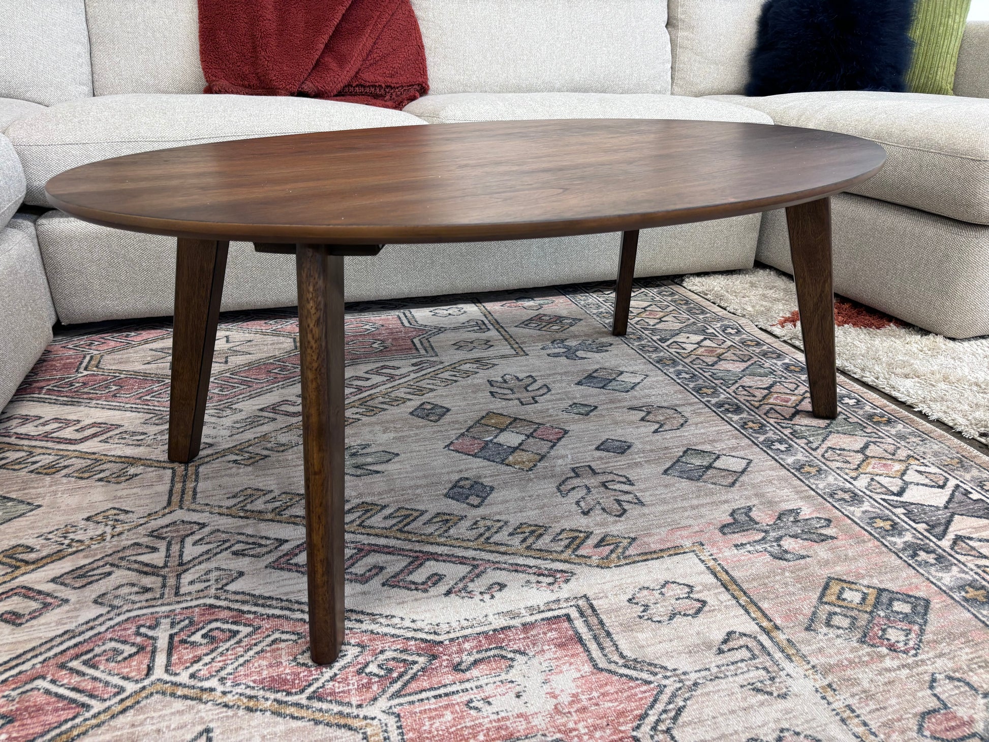 Walnut Theo MCM Round Coffee & End Table Set - Reclaimed Elegance