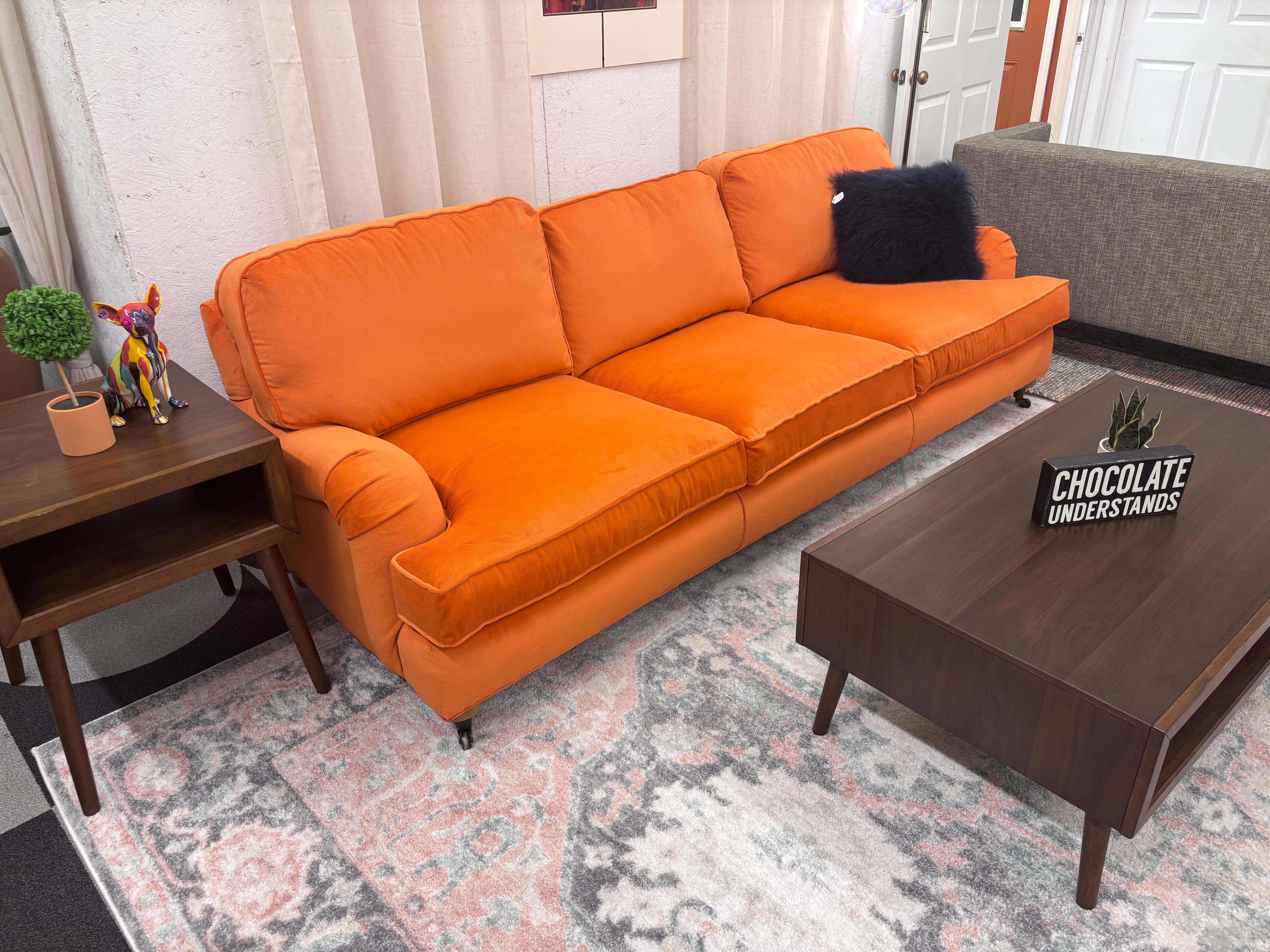 Neon Orange Restoration Hardware Custom Sofa