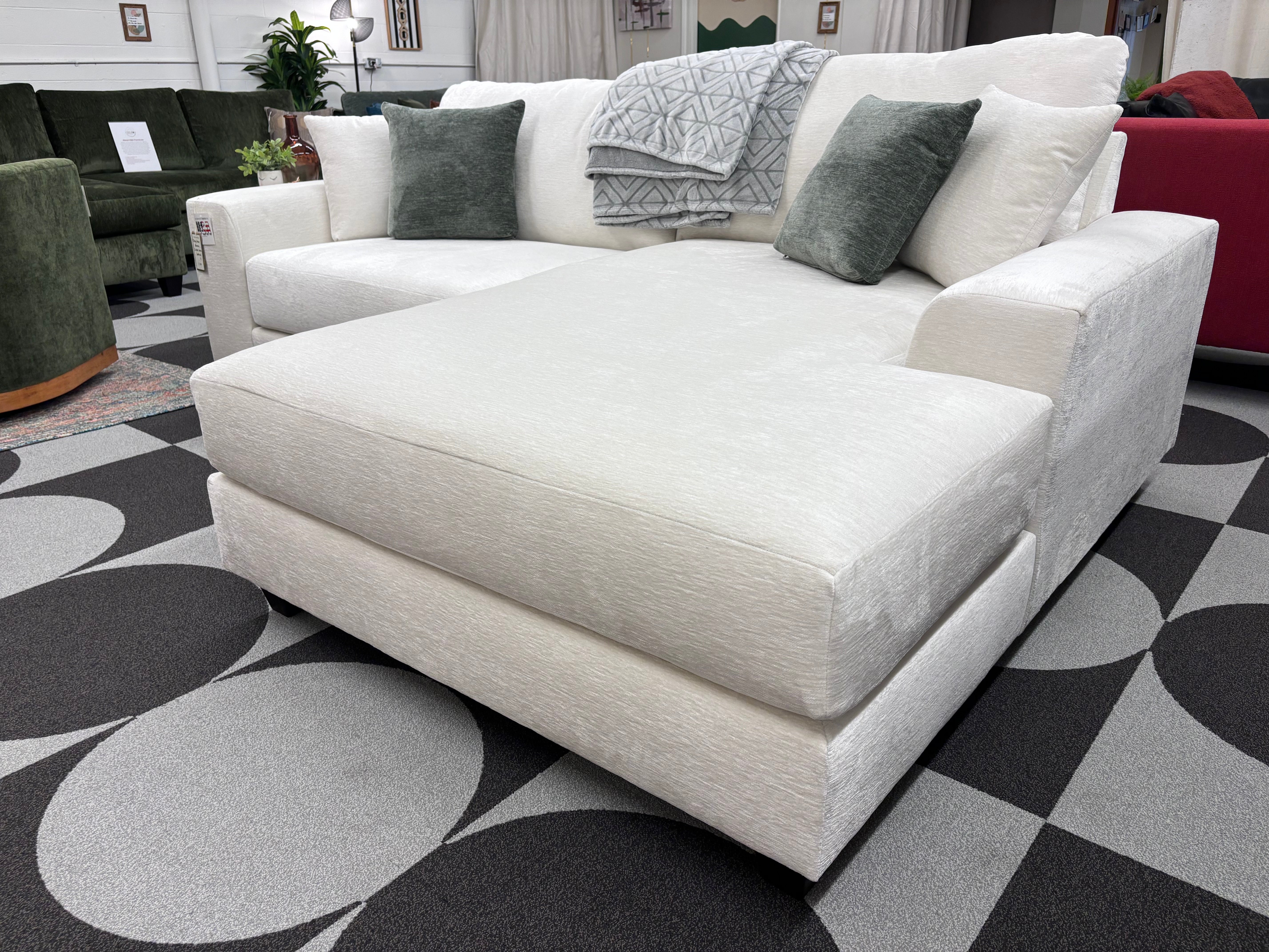 Ivory Cream Beaman 2 Piece Chaise Sectional - Reclaimed Elegance