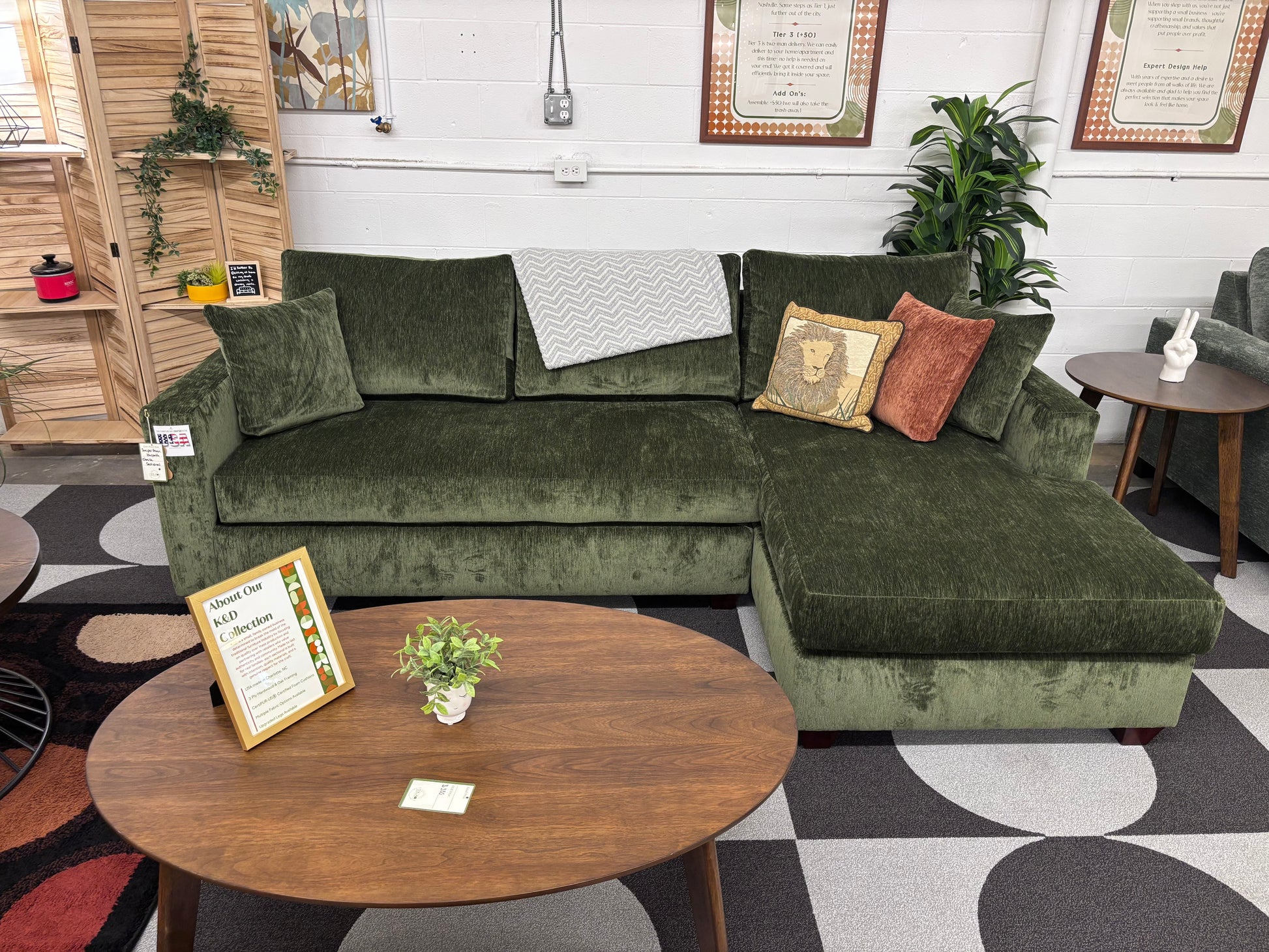 Juniper Green Harpeth Chaise Sectional - Reclaimed Elegance