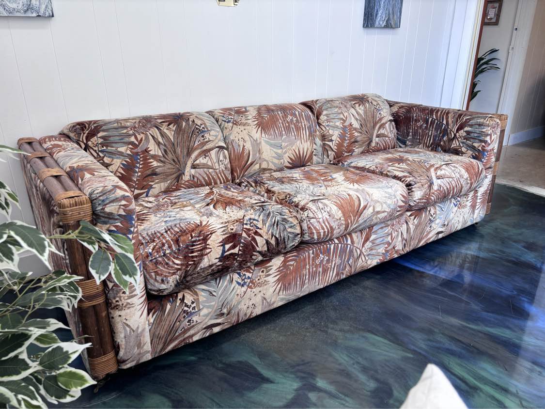 Jungle Velvet Vintage Sofa - Reclaimed Elegance