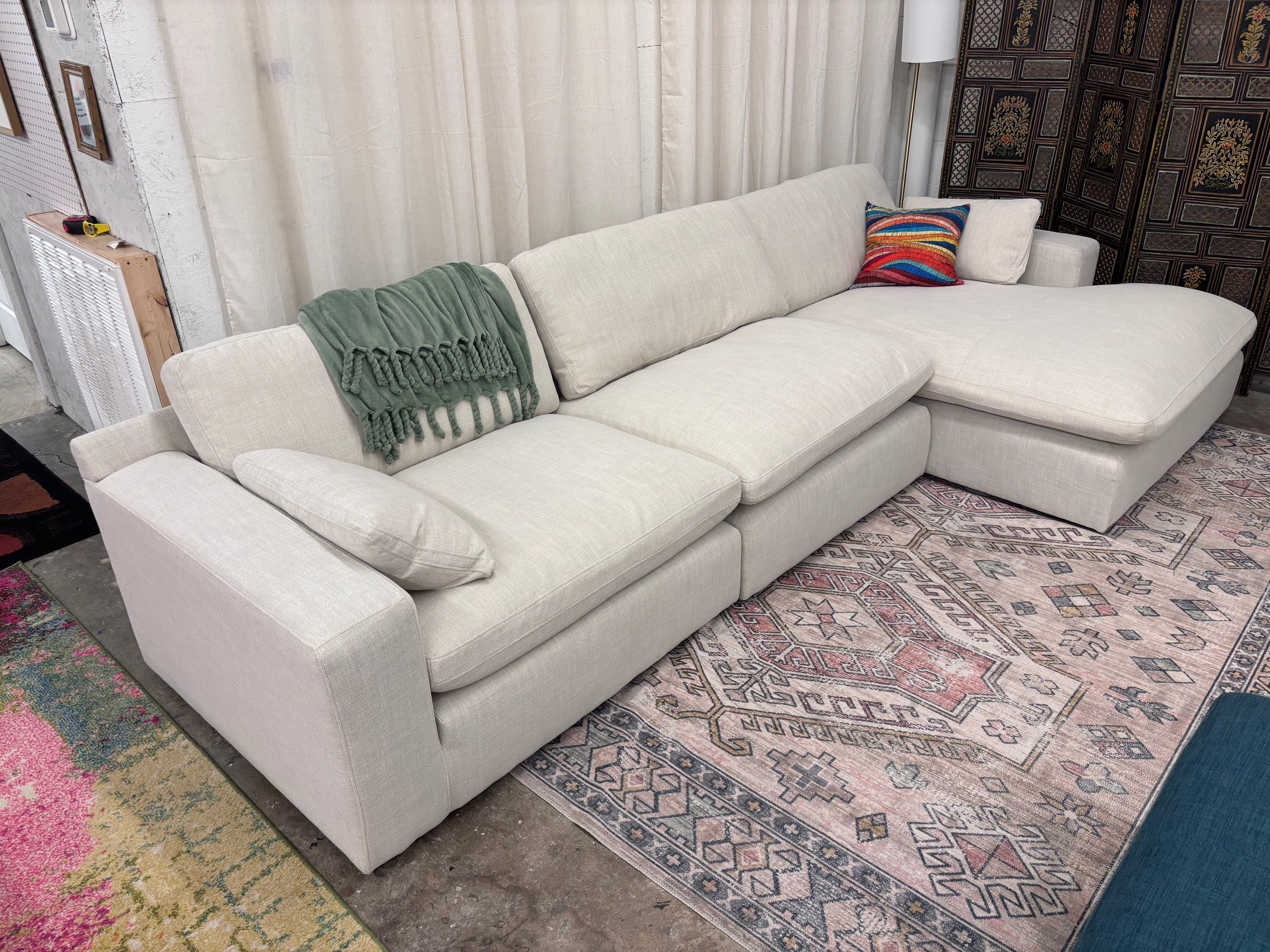 Cream Ashley Elyza 3 Piece Chaise Sectional