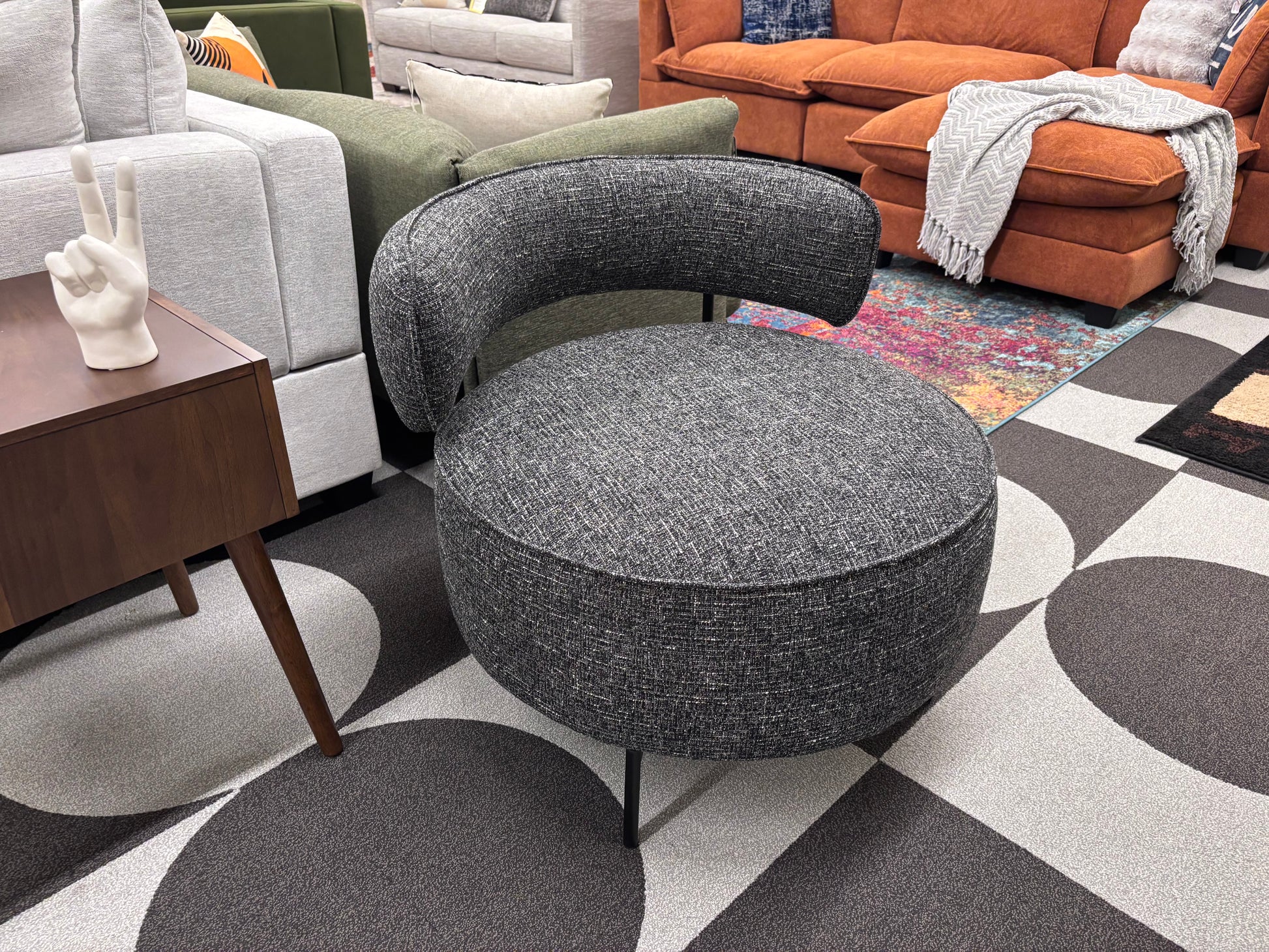 Charcoal Antonia Swivel Chair - Reclaimed Elegance