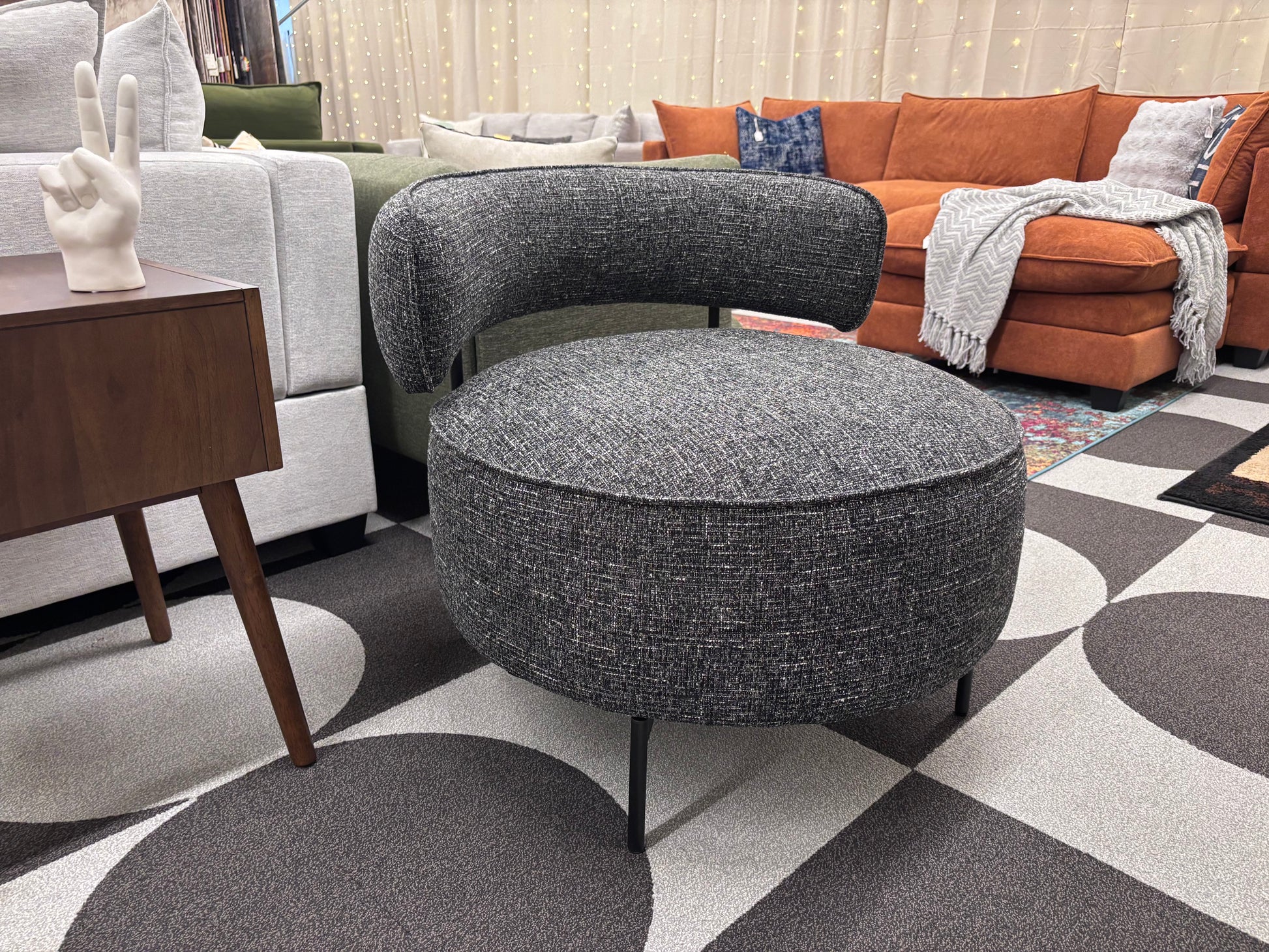 Charcoal Antonia Swivel Chair - Reclaimed Elegance