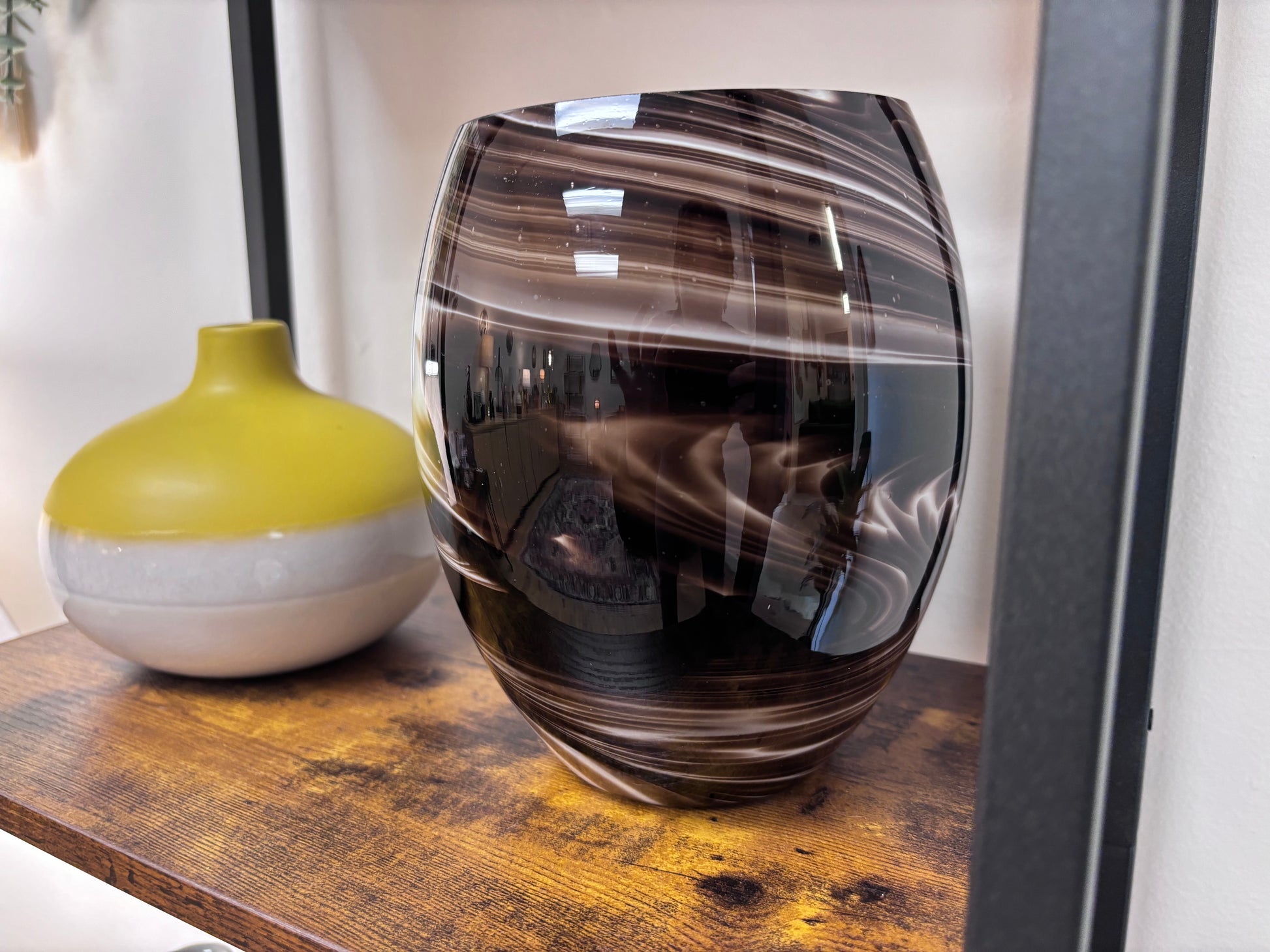 Retro Chocolate Swirl Vase - Reclaimed Elegance